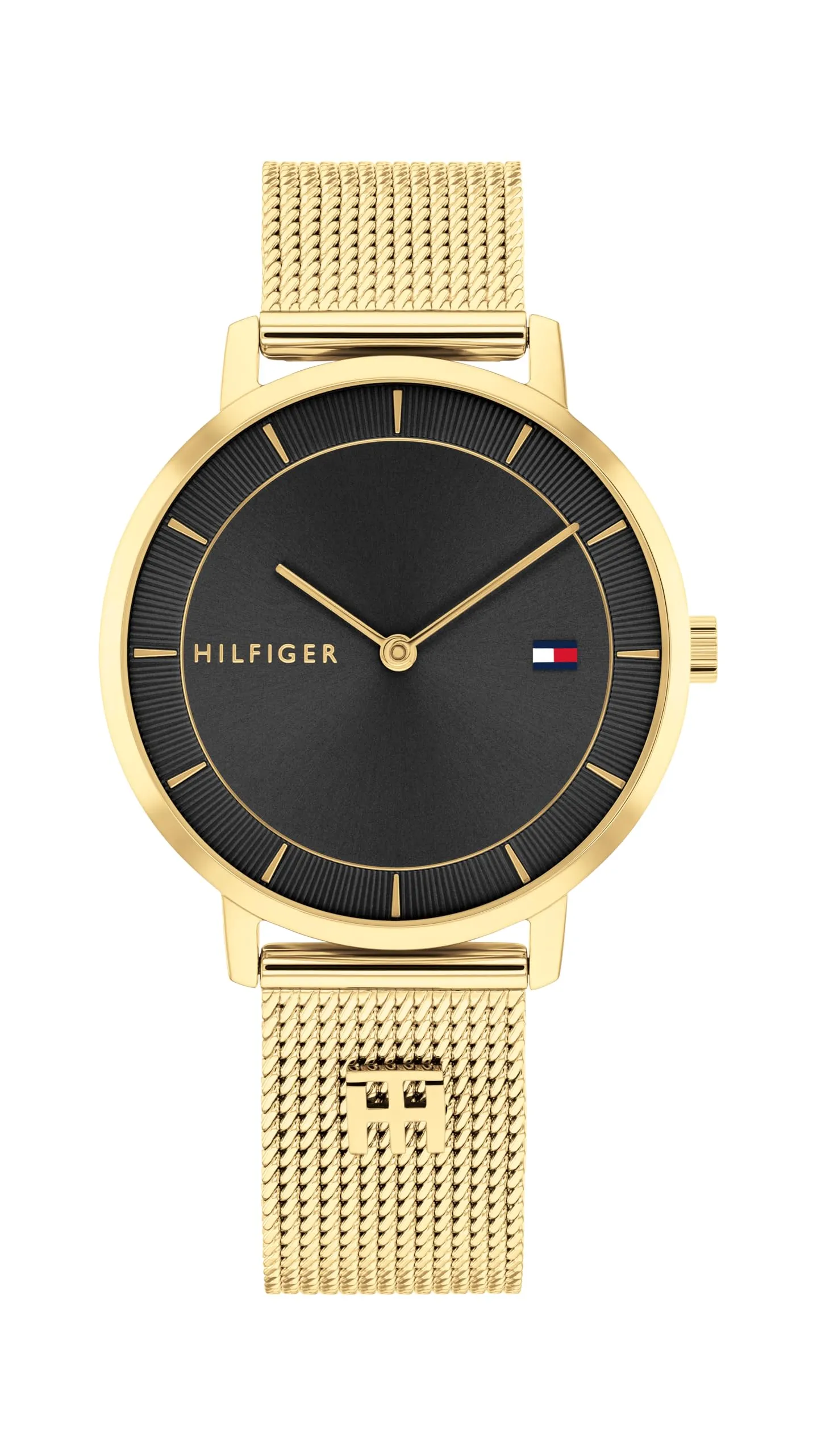 Tommy Hilfiger Orologio Con Movimento Al Quarzo A Due Lancette da Donna con Cinturino in Maglia Metallica in Acciaio Inossidabile di Colore Dorato - 1782739, Black