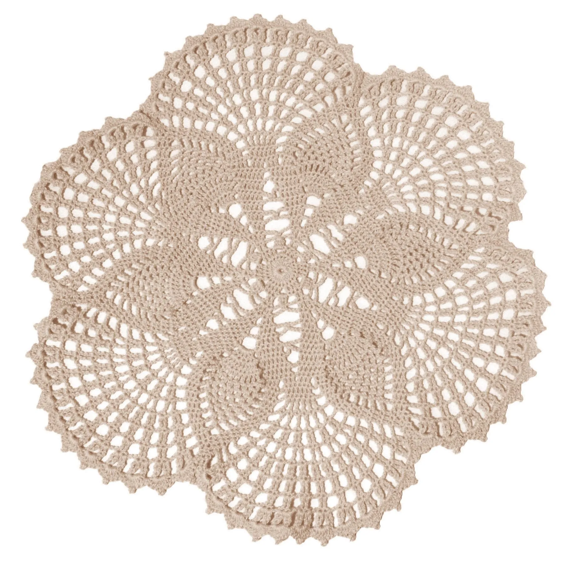 BOMHCS Centrino in pizzo fatto a mano all'uncinetto, rotondo, da 39,4 cm a 44,5 cm, con 6 petali e fiori, sottobicchieri, vintage, per vasi, tazze (1, beige)