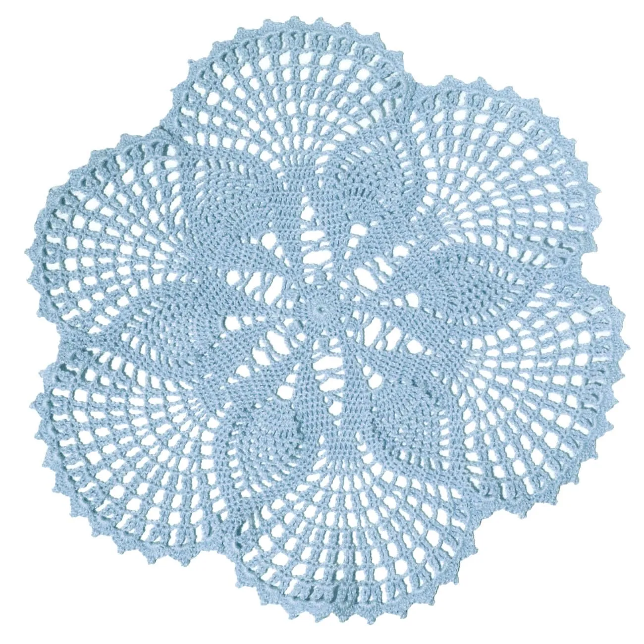 BOMHCS - Tovagliette rotonde realizzate a mano all'uncinetto in pizzo, 39,4 cm a 44,5 cm, con 6 petali a forma di fiore, centrini vintage, sottobicchieri per vasi e tazze (1, Blu Chiaro)