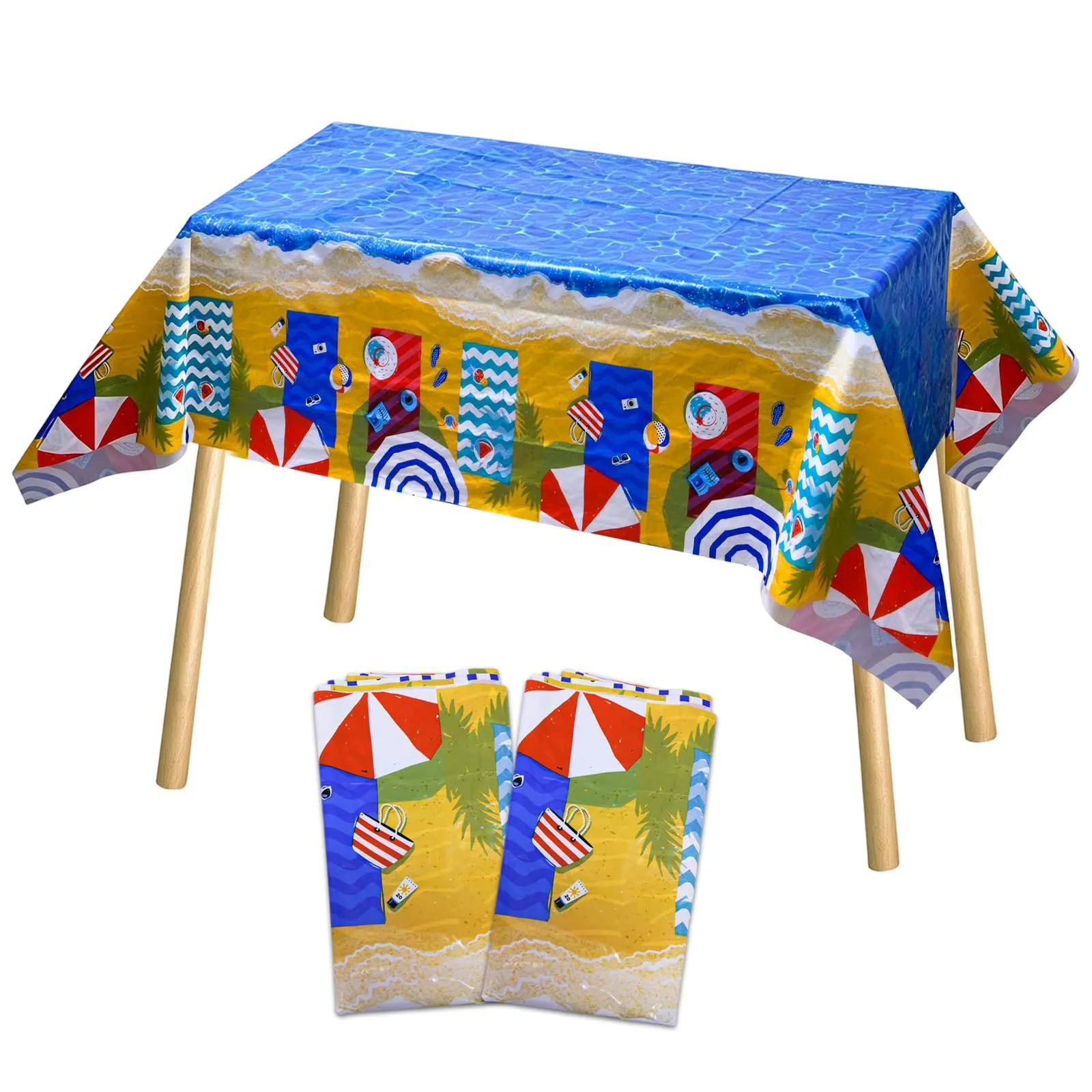 MIANRUII 2 tovaglie estive con sabbia e spiaggia, 274 x 130 cm, decorazione per feste estive, tovaglia estiva in spiaggia, decorazione per feste in piscina tropicale, tovaglia hawaiana (spiaggia)