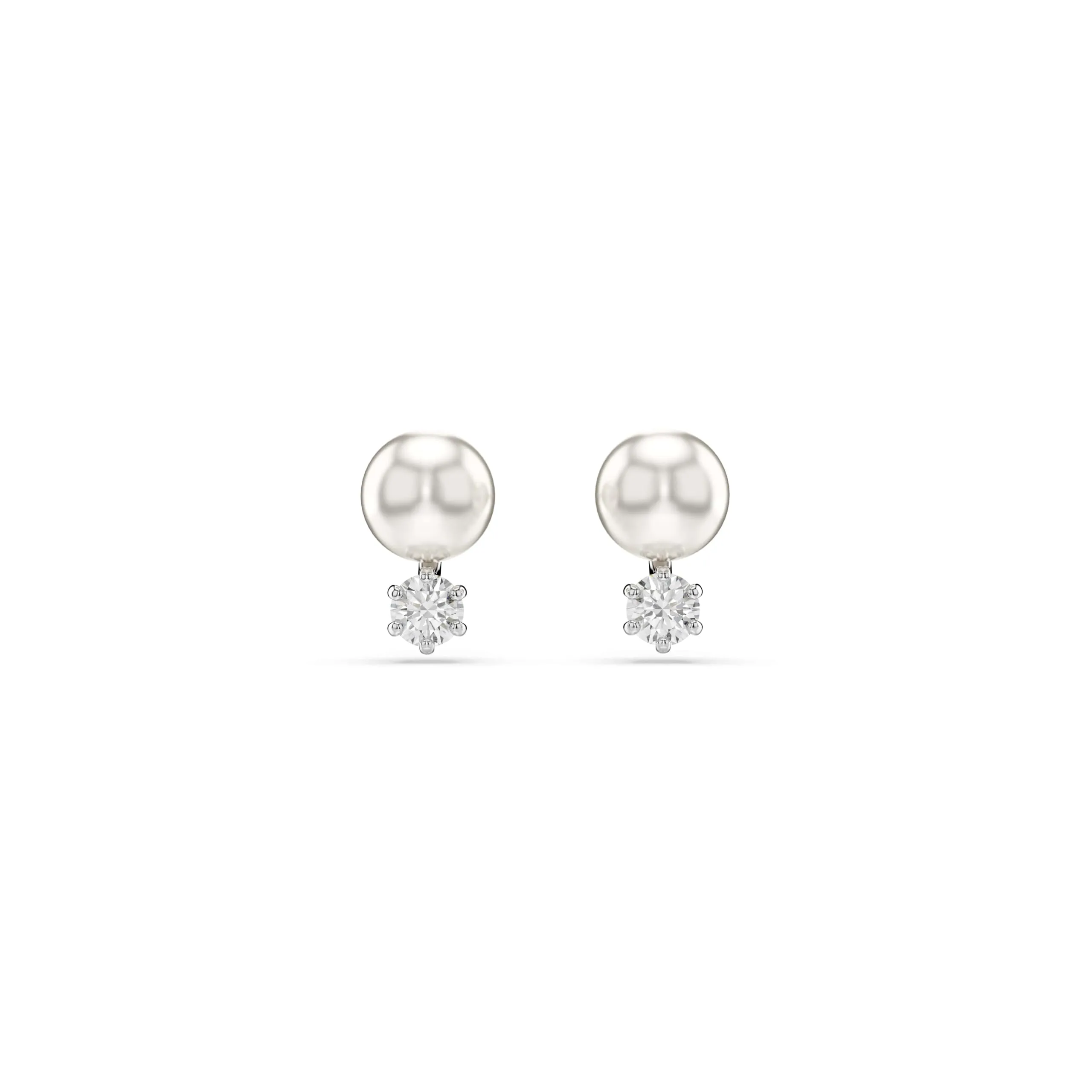 Swarovski Orecchini a lobo Matrix, Crystal Pearl, Taglio Round, Bianchi, Placcato rodio