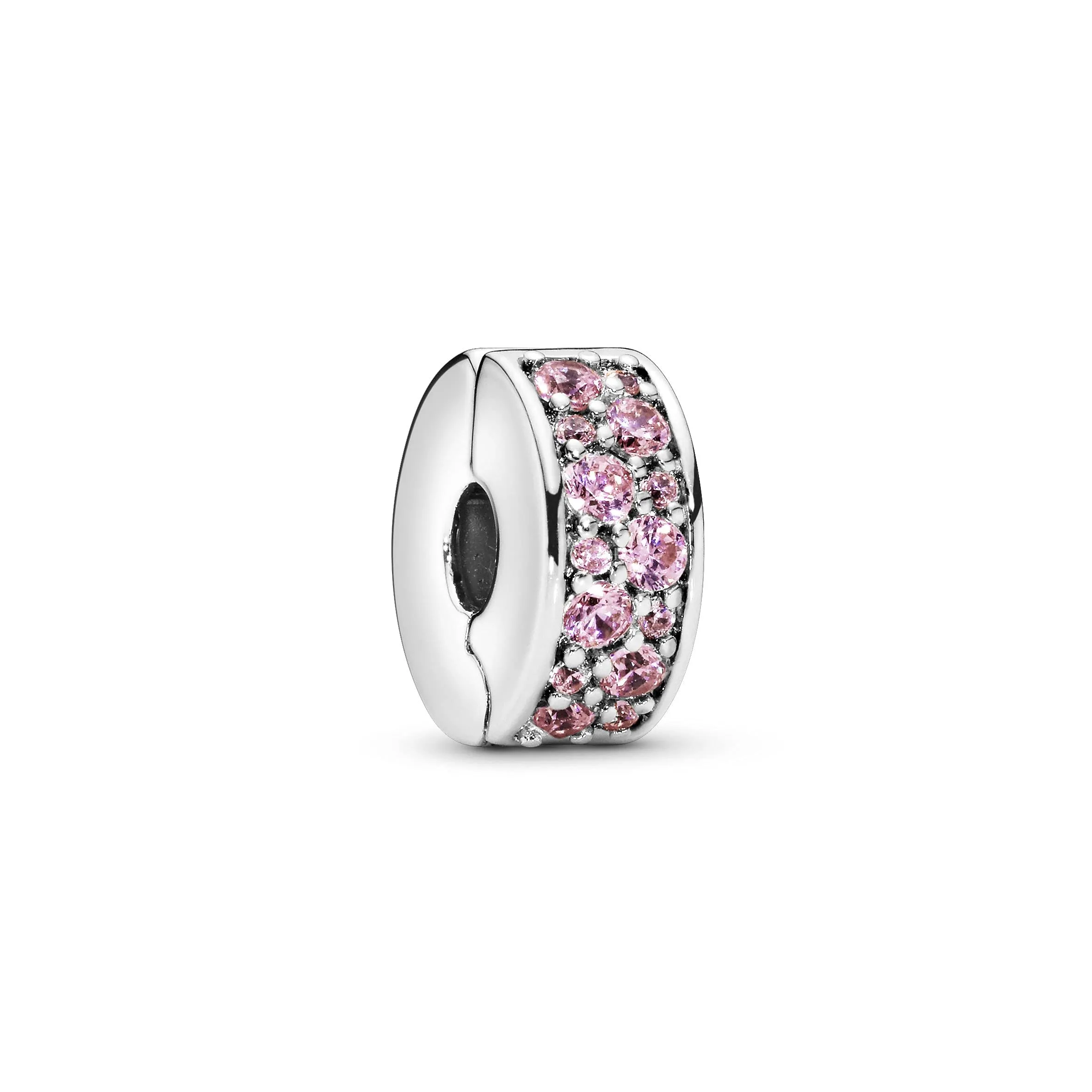 PANDORA Colours Clip in argento con pavé di zirconia cubica verde acqua e impugnatura in silicone, rosa