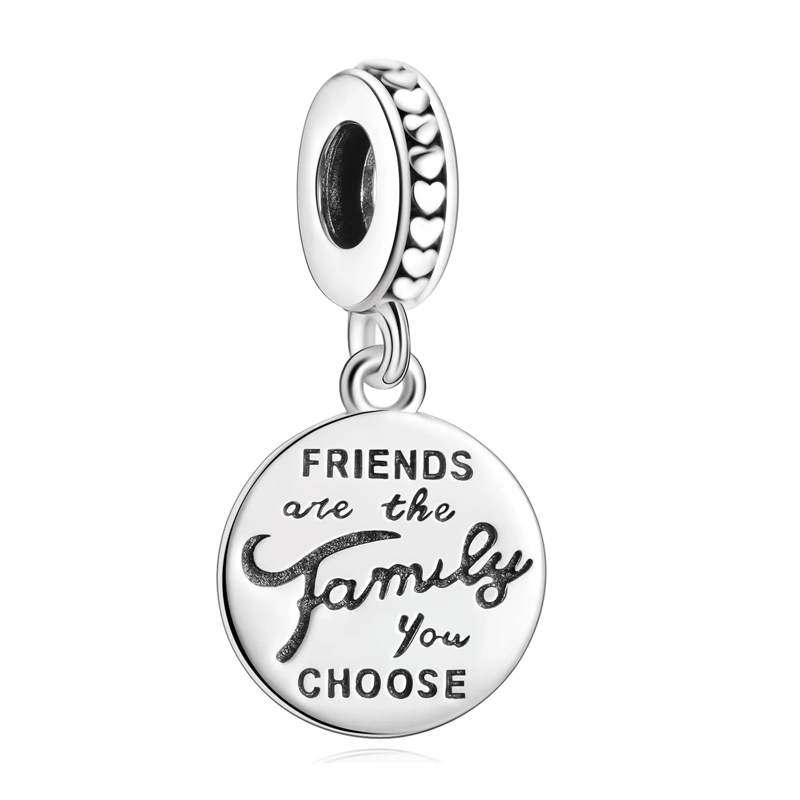 Annmors Charms Friends are Family Bead Charm Donna Argento Ciondolo a Forma di, in Argento Sterling 925, Compatibile con Braccialetti e Collane Europei