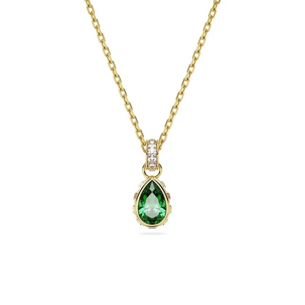 Swarovski Pendente Stilla, Taglio Pear, Verde, Placcato color oro