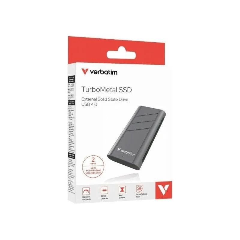 Disco Rigido Verbatim TurboMetal SSD 2TB USB4 Type-C 3700MB/s Argento