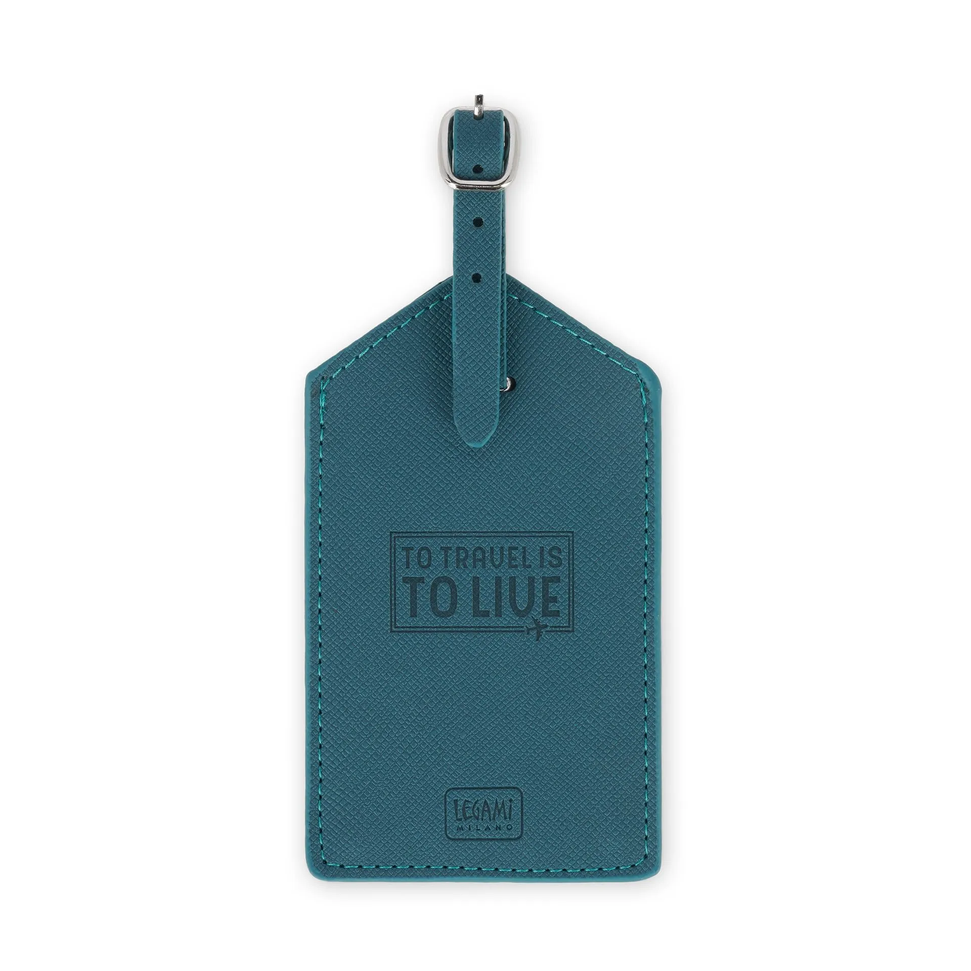 Legami - Etichetta Bagaglio, Luggage Tag per Valigia, Accessorio per Viaggio Aereo Crociera Treno, Tag del Bagaglio per Proteggi Dati in Pelle PU e Microfibra, Petrol Blue