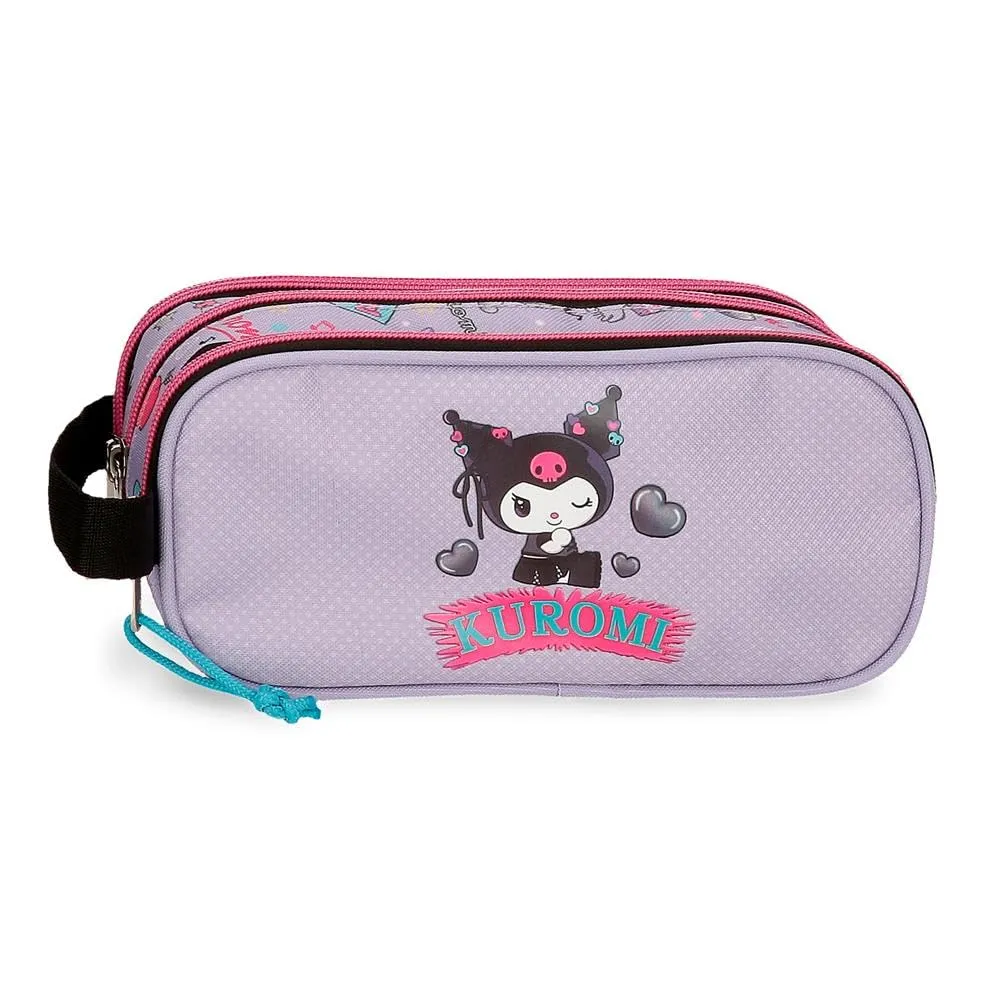 Sanrio Kuromi Retropop Astuccio Triplo Viola 22x10x9 cm Poliestere