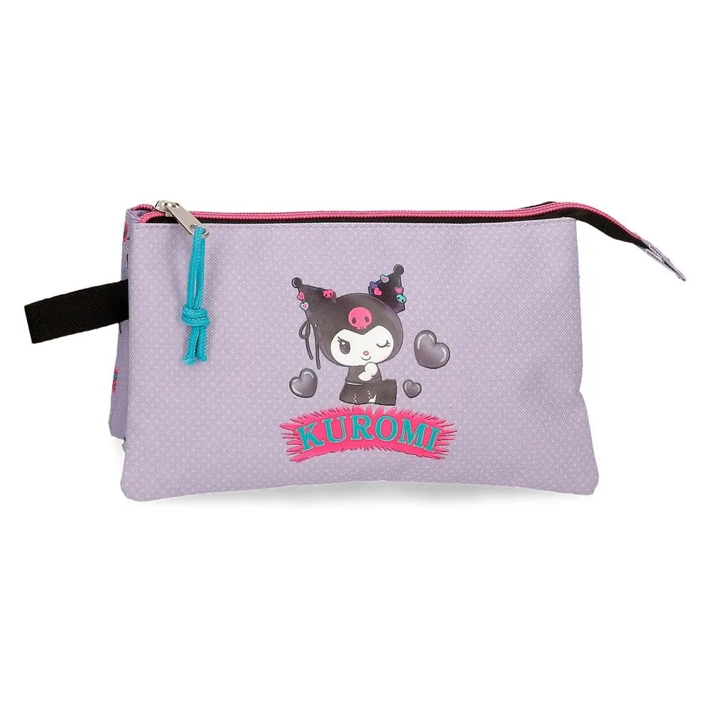 Sanrio Kuromi Retropop Astuccio Triplo Viola 22x12x5 cm Poliestere