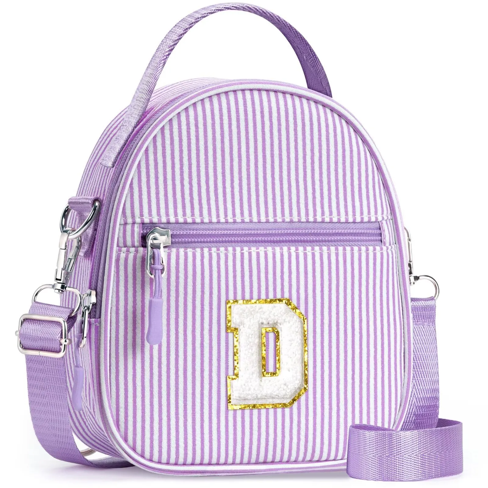 YOOLIFE Borsa regalo per bambine da 3 4 5 6 7 8 9 10 11 12 anni – Borsa a tracolla per bambini con lettere, regalo di compleanno per adolescenti, sorelle, nipote, Lilla, D