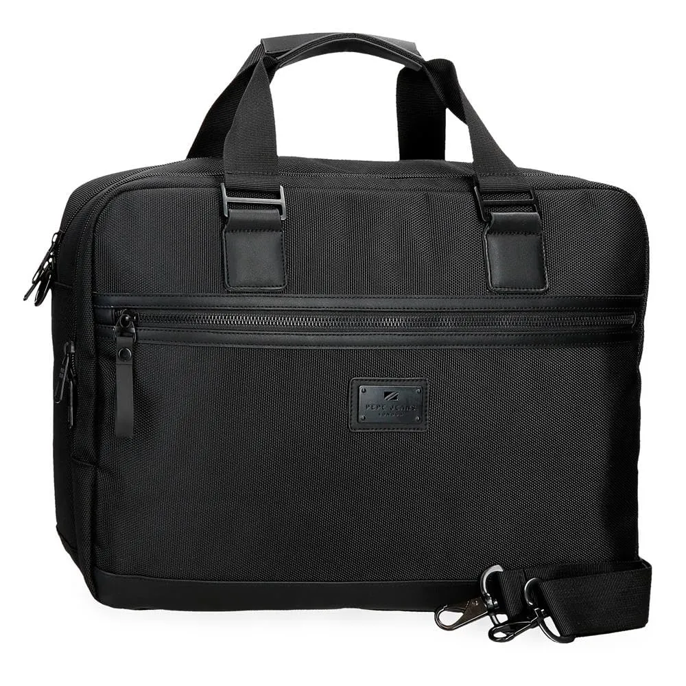 Pepe Jeans Blackmore Carteron per portatile da 15,6 pollici, nero, 40 x 30 x 11 cm poliestere con dettagli in pelle sintetica 13,2 l by Joumma Bags, Nero, Taglia unica, Carteron per portatile