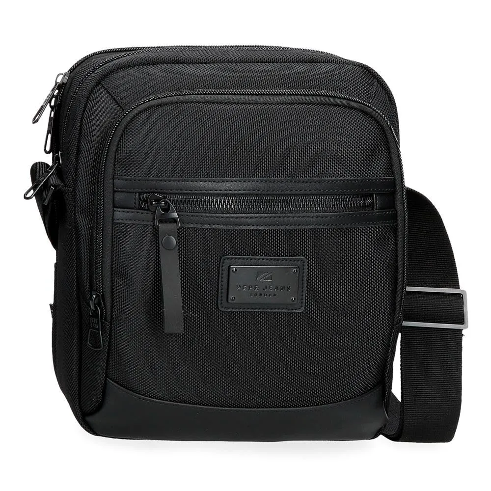 Pepe Jeans Blackmore Borsa a tracolla portatile a due scomparti nero 22x27x8 cm Poliestere con dettagli in pelle sintetica 4,75L by Joumma Bags, Nero, Taglia unica, Borsa a tracolla portatile a due