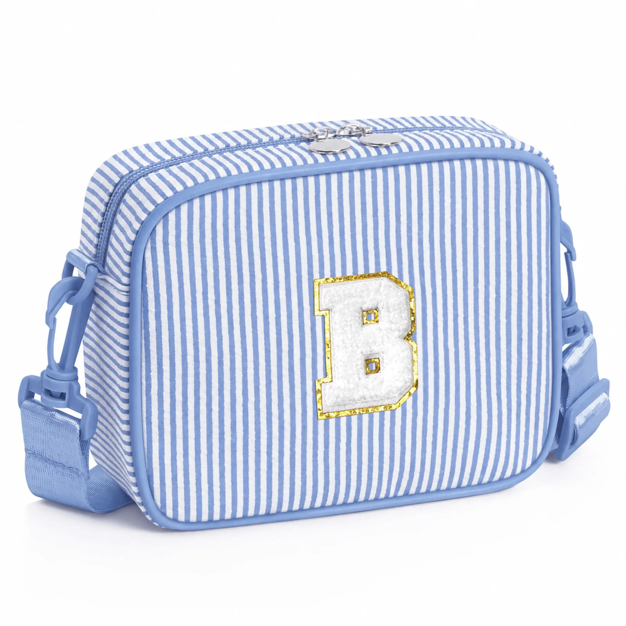 YOOLIFE Borsa a tracolla con lettere per bambine da 3, 4, 5, 6, 7, 8, 9, 10 anni, regalo di compleanno personalizzato per adolescenti, sorelle, nipote, Blu, B, Classico