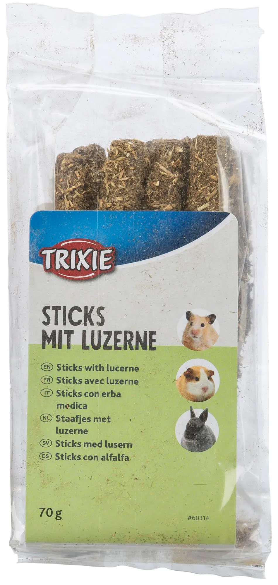 TRIXIE - Caramelle Naturali con Bastoncini di Erba Medica, roditori o Conigli. - TR-60314-60 g