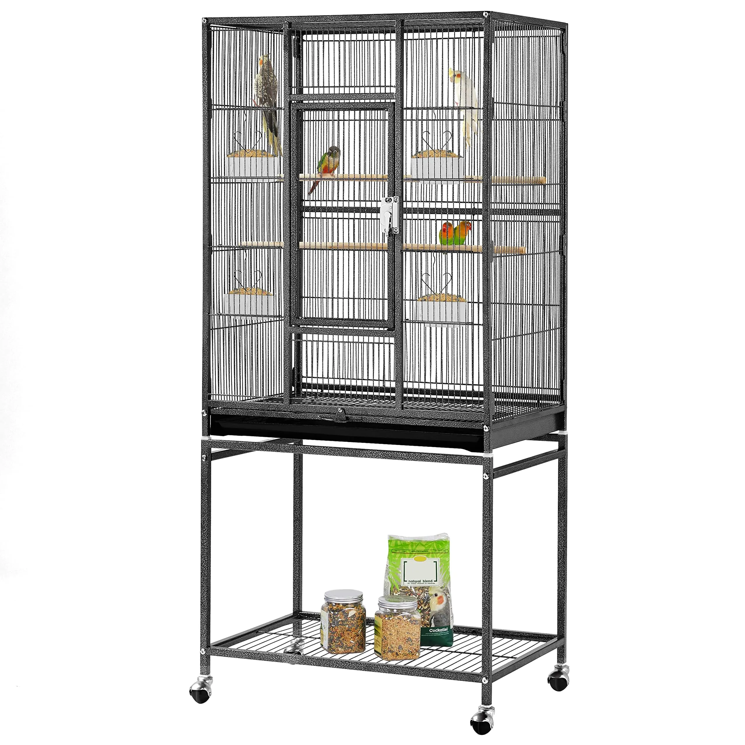 Yaheetech Gabbia Uccelli Pappagalli Metallo Grande 62 × 43 × 136 cm Nera