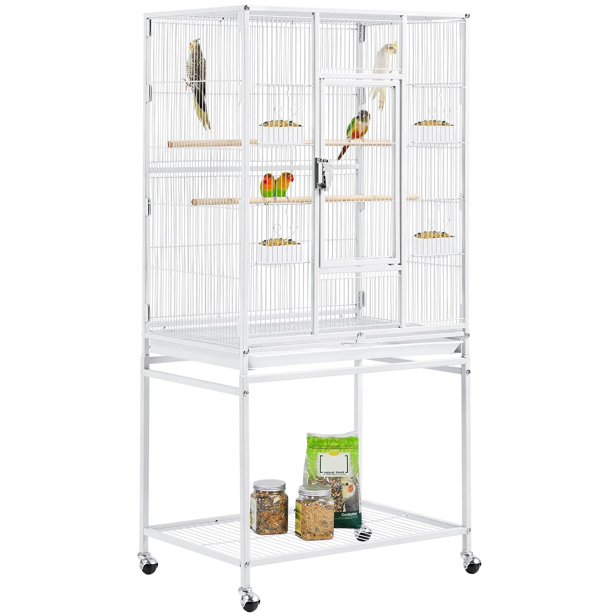 Yaheetech Gabbia Uccelli Piedistallo Staccabile 62 × 43 × 136 cm Bianca