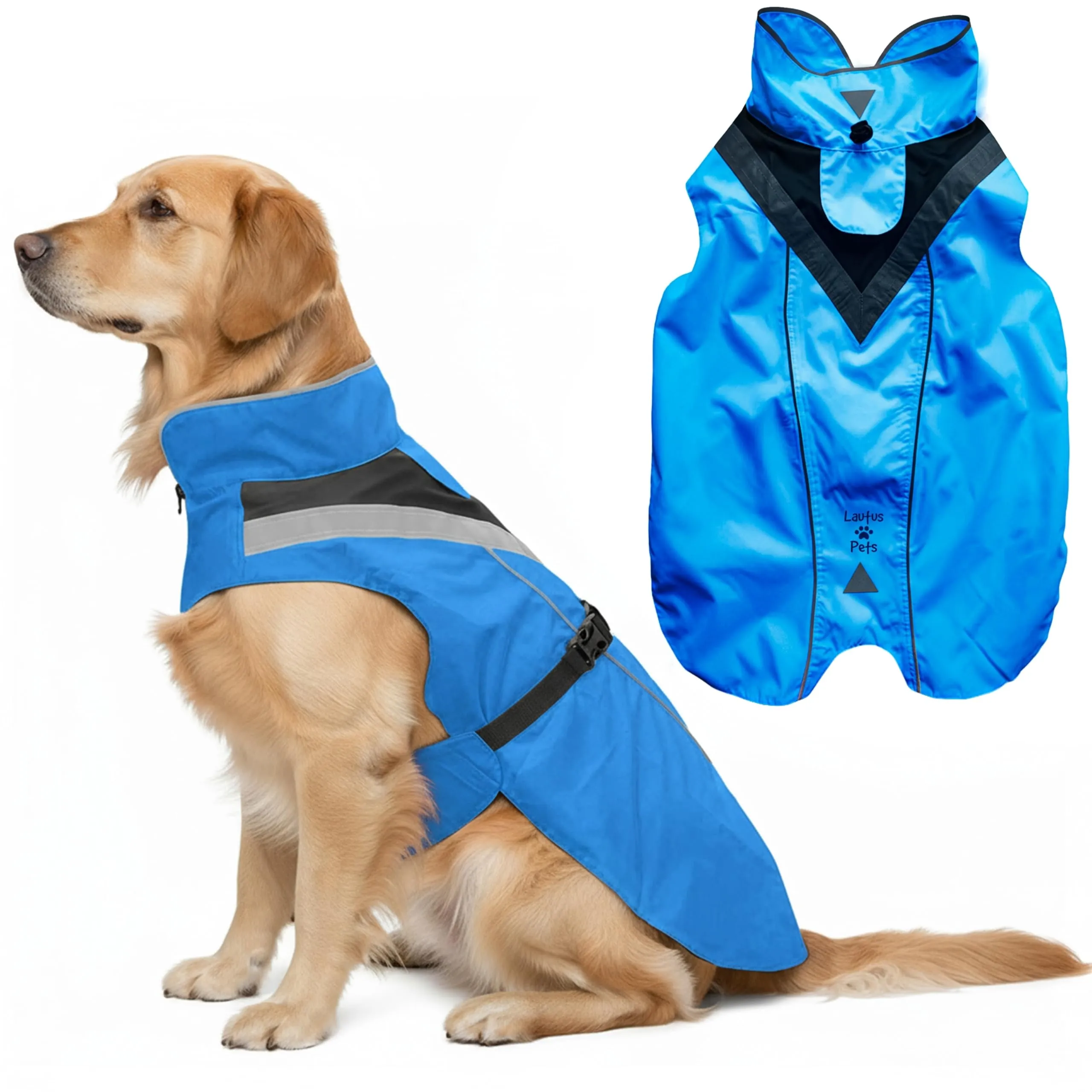Lautus Pets Impermeabile Cane, Accessori Per Cani, Strisce Riflettenti
