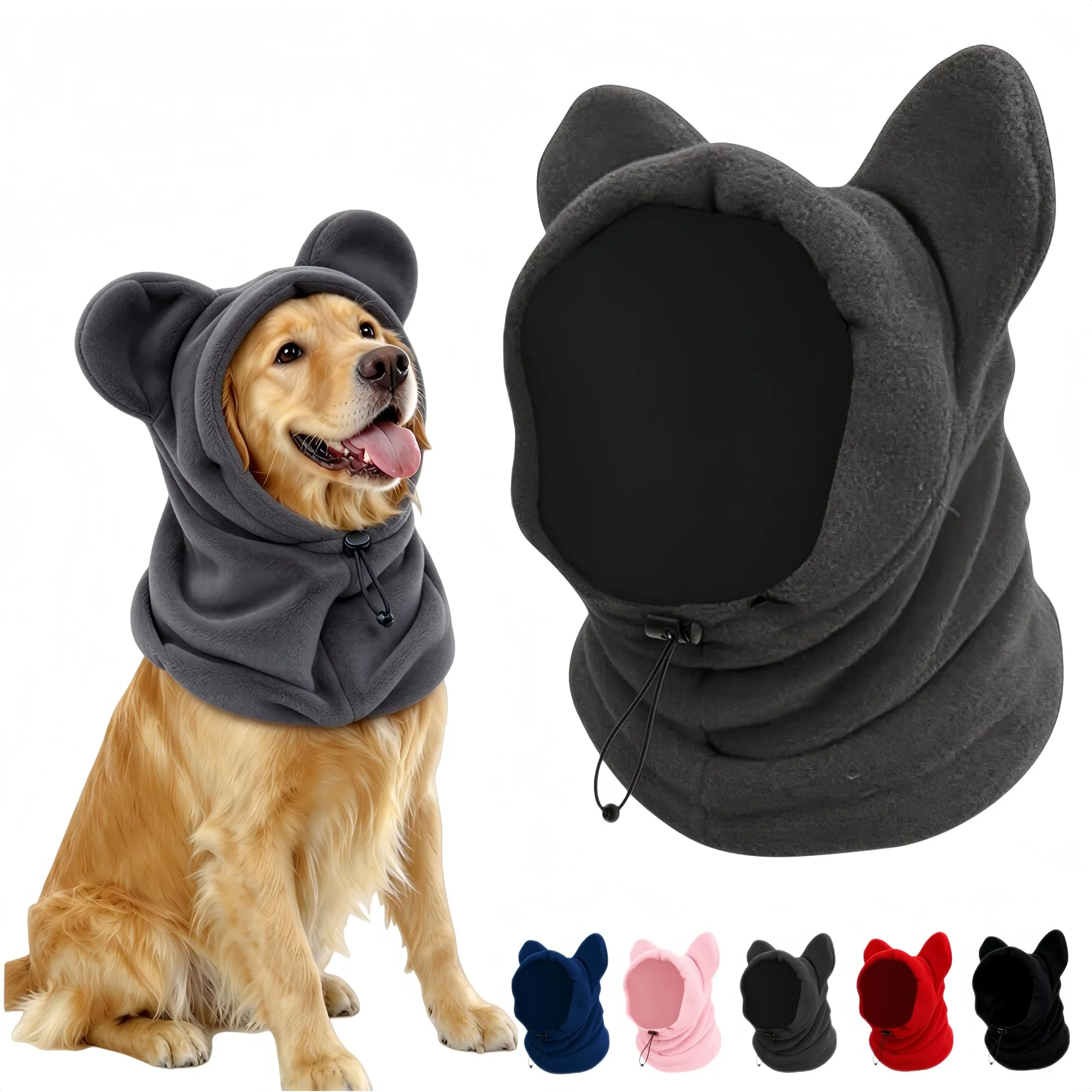 Wollene - Cappuccio per cani e gatti, copricapo autunnale/invernale con orecchie carine, fascia per il collo regolabile per le giornate fredde, morbida protezione per il collo per animali domestici di
