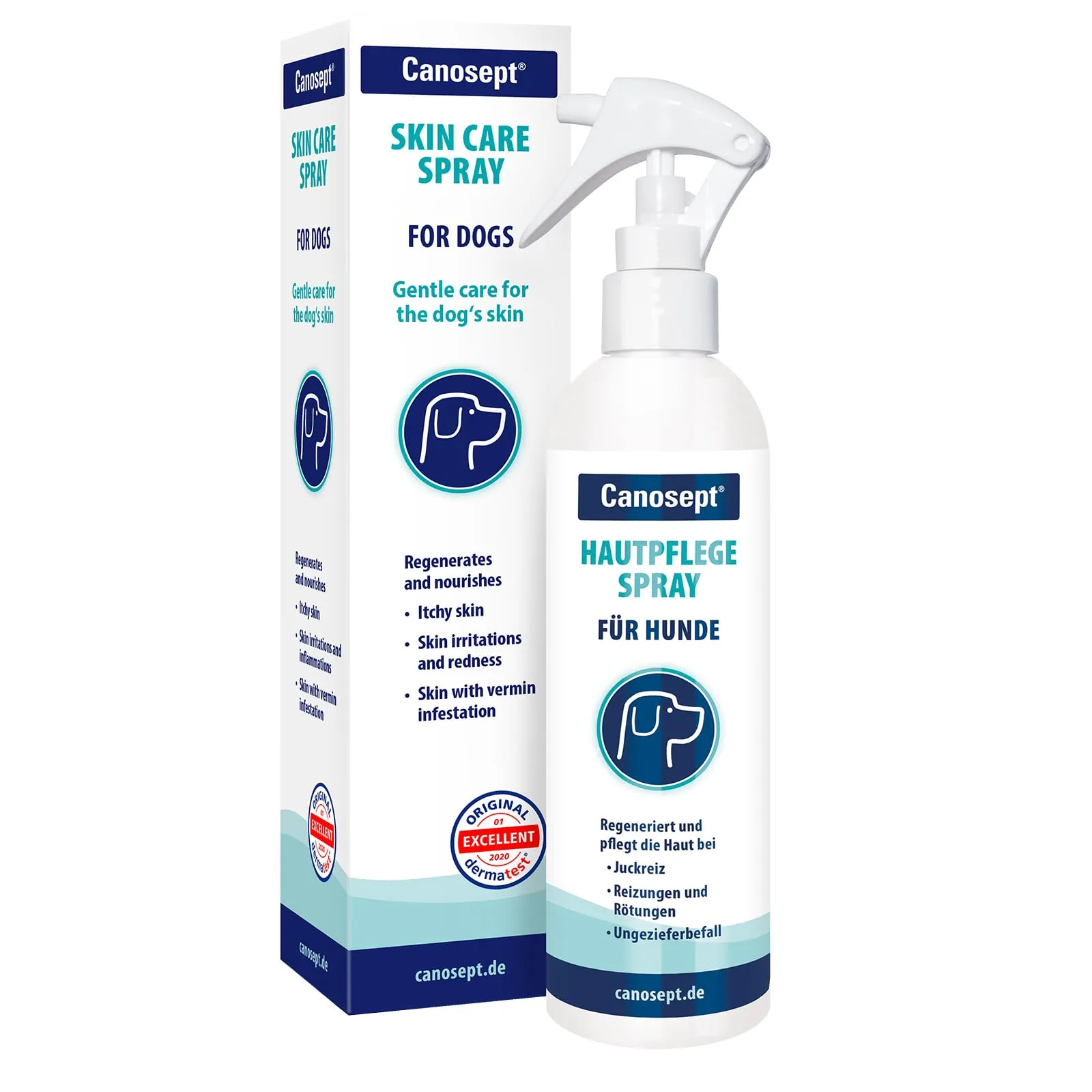 Canosept Spray per la cura della pelle per cani, 250 ml, rigenera e nutre la pelle, naturale e particolarmente delicato