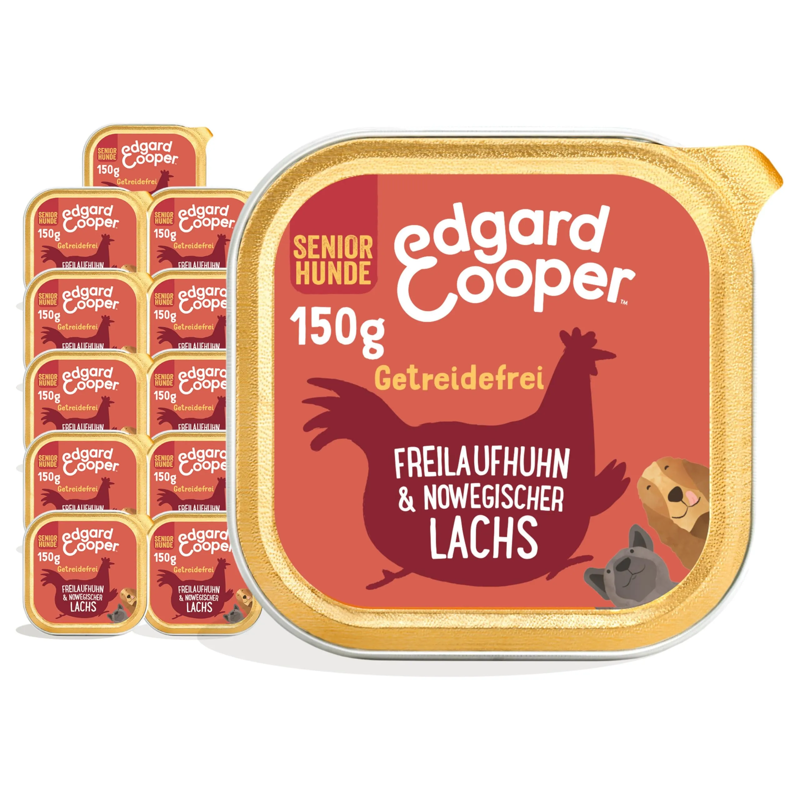 Edgard & Cooper Dose Patée Dog Senior Free Nutrizione naturale 11 x 150 g di pollo fresco e salmone, cibo sano con grande gusto ed equilibrio, proteine di alta qualità