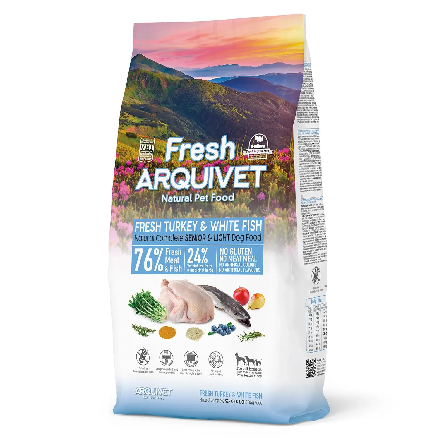 Arquivet Fresh Senior & Light Tacchino e Pesce bianco 10Kg - Alimentazione semi-umida