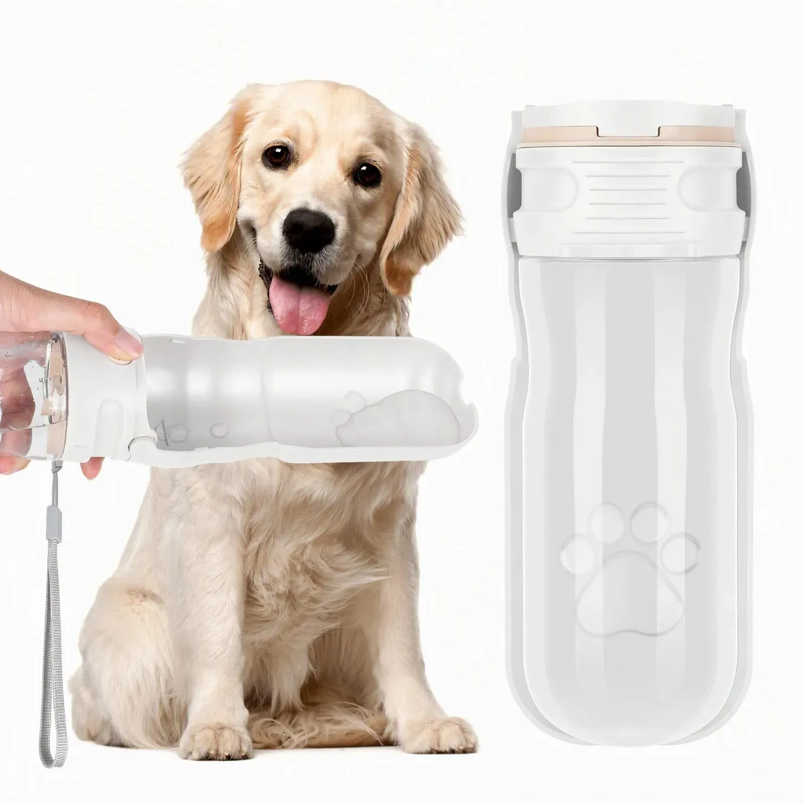 AiQInu 520ml Bottiglia per Cani, pieghevole a 180° & a prova di perdite, bottiglia portatile con filtro, grande capacità, bottiglia da viaggio per cani piccoli, gatti & animali domestici