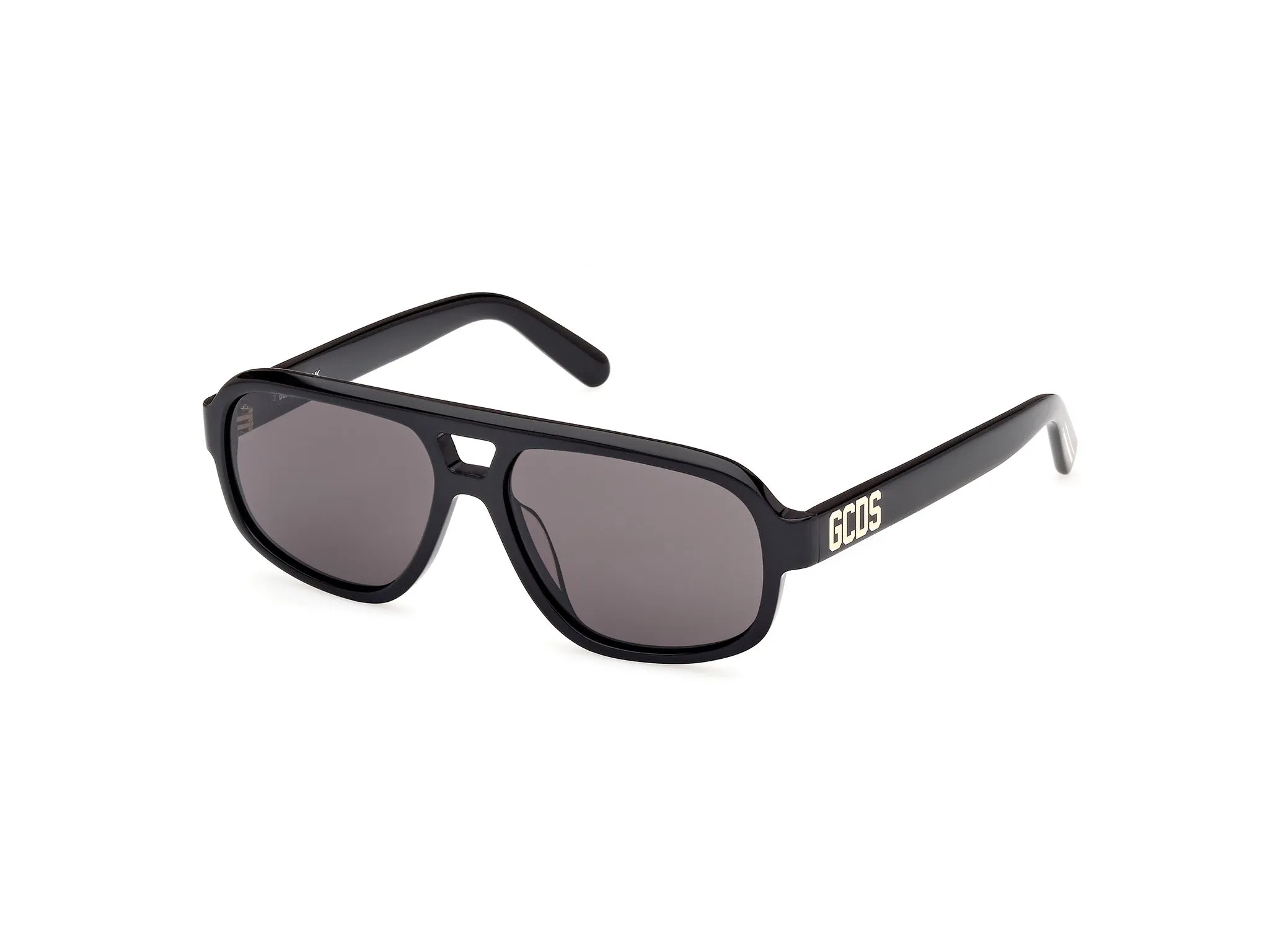 GCDS GD0046 01A Occhiali da sole Acetato Nero Fumo Pilot Normale