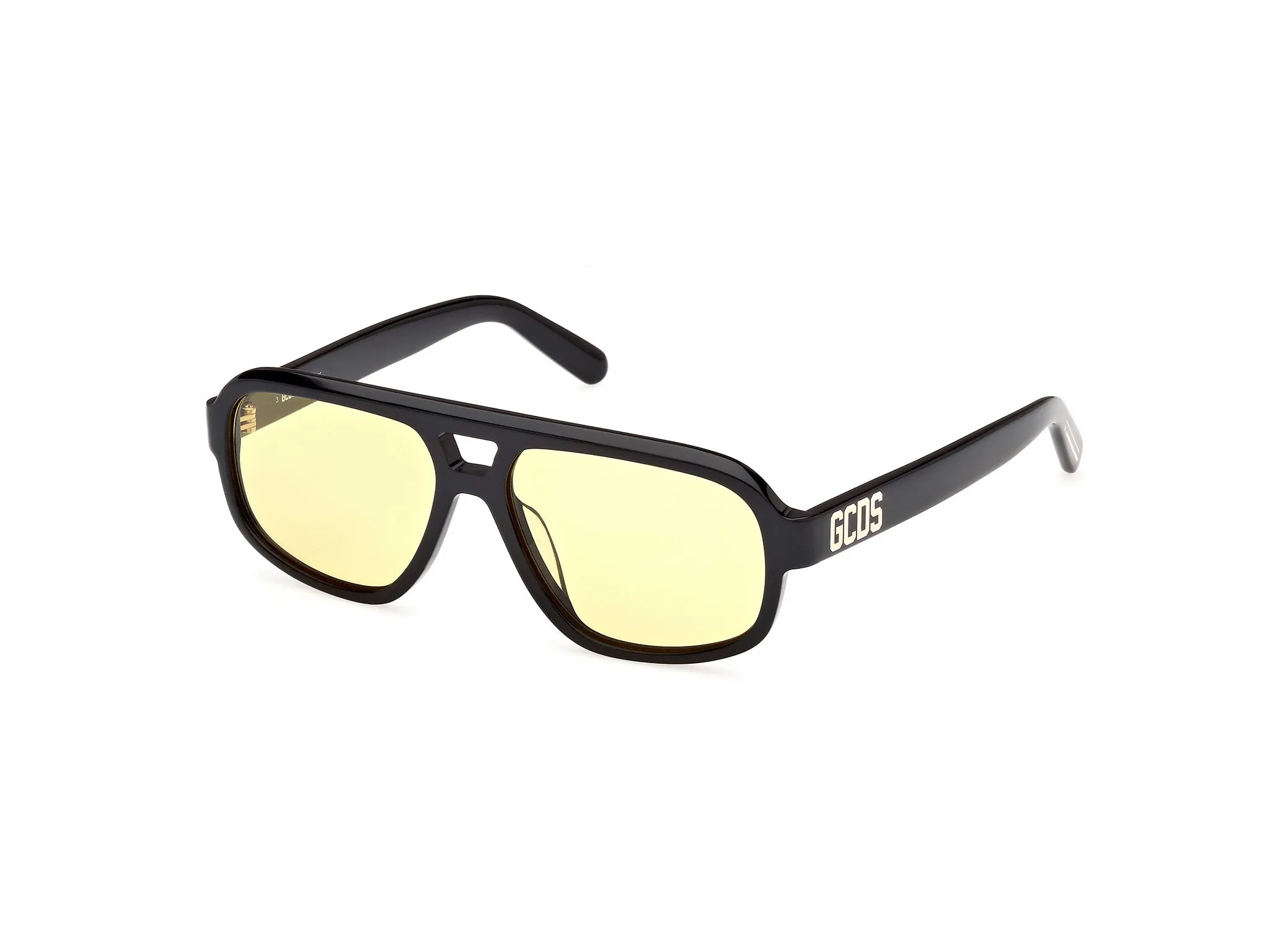 GCDS GD0046 01E Occhiali da sole Acetato Nero Marrone Pilot Normale