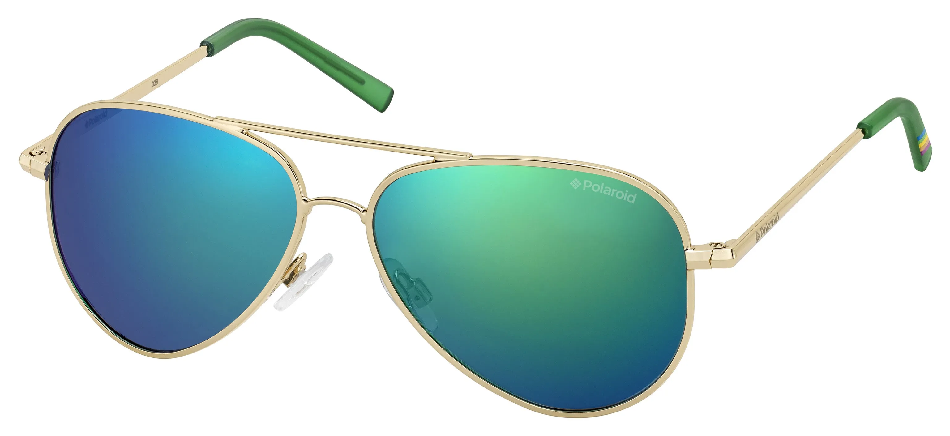 Polaroid PLD 8015/N J5G/K7 Occhiali da sole bambino Metallo Oro Verde Pilot Polarizzata Specchiato