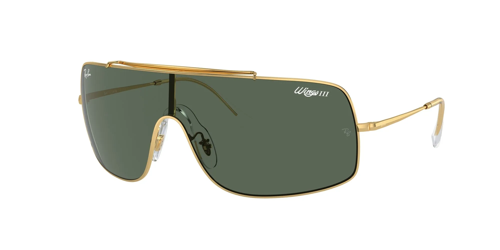 Ray - Ban RB3897 WINGS III 001/71 Occhiali da sole Metallo Oro Verde Squadrata Normale