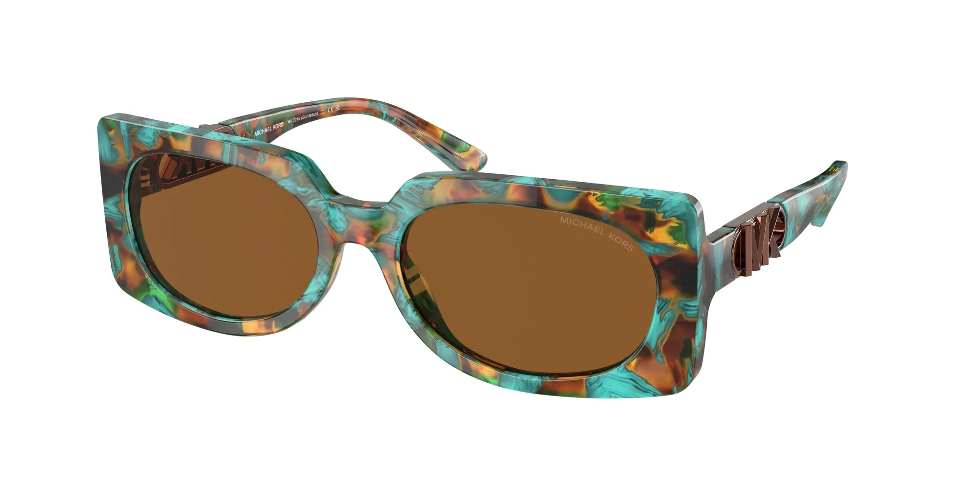 Michael Kors MK2215 BORDEAUX 400073 Occhiali da sole Acetato Verde Marrone Squadrata Normale
