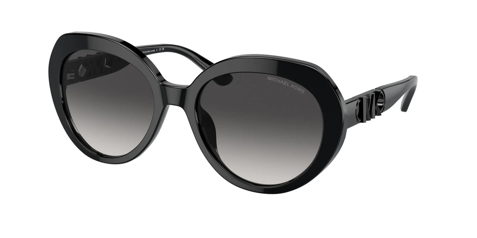 Michael Kors MK2214U SAN LUCAS 30058G Occhiali da sole Acetato Nero Grigio Rotonda Normale Sfumato