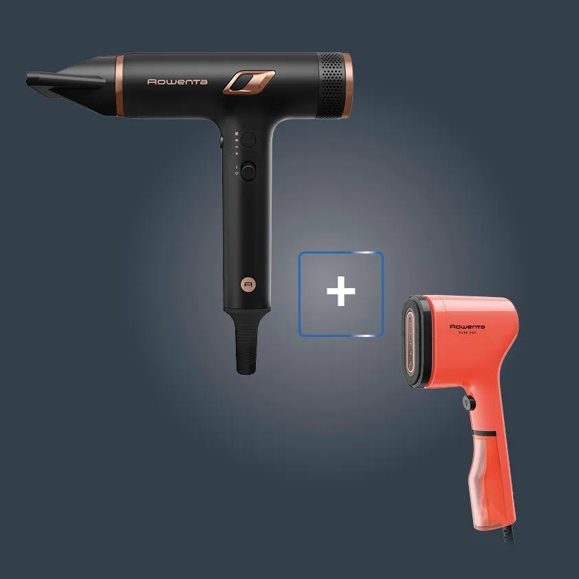 Rowenta Pack Esclusivo Online - Ultimate Experience Nano Asciugacapelli + Pure Pop Stiratore Verticale Portatile Coral