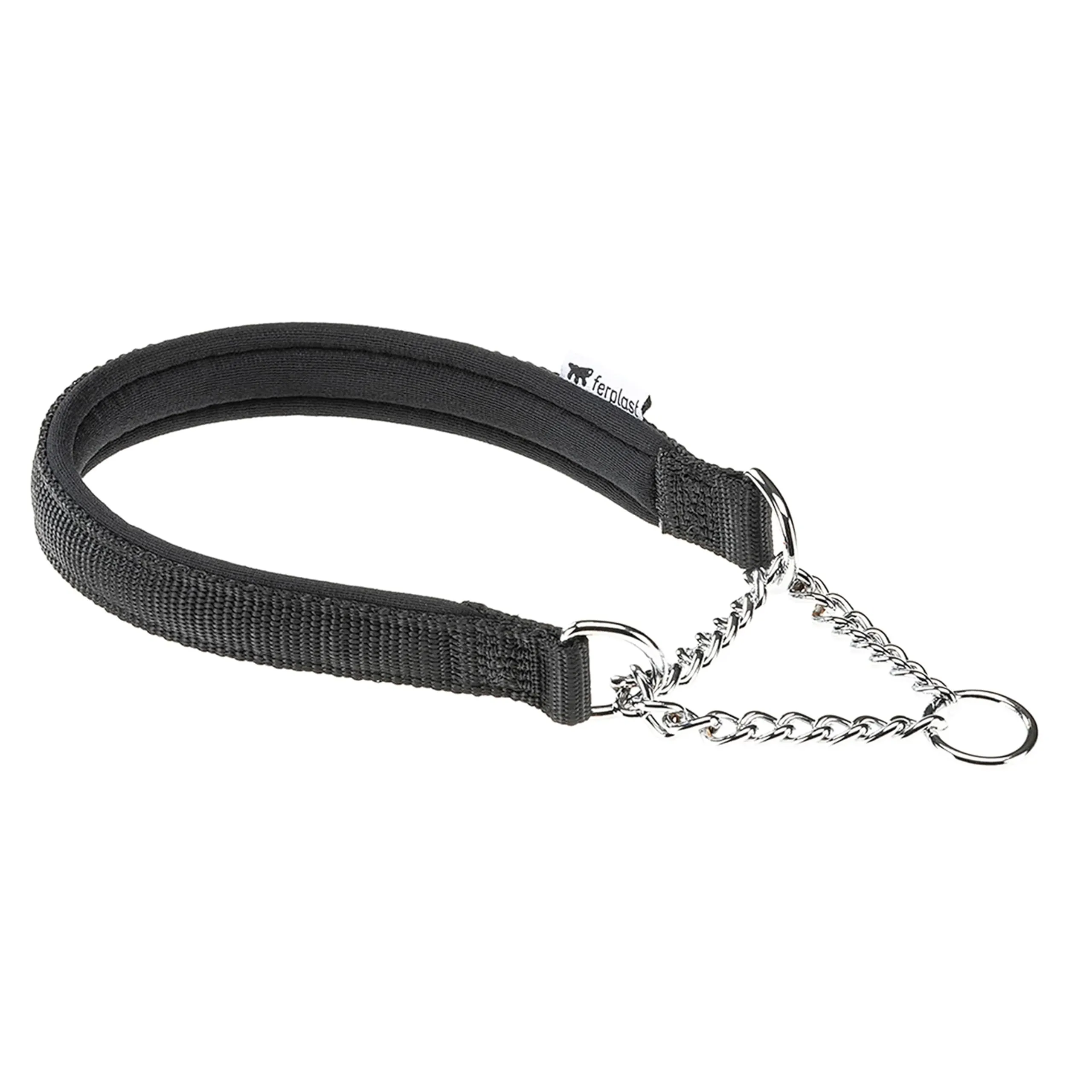 Ferplast Collare Cane Semistrozzo, in Nylon, Imbottito, Anti-trazione, per Addestramento Cani, Taglia S (Circonferenza Collo 28-40 cm), Nero.