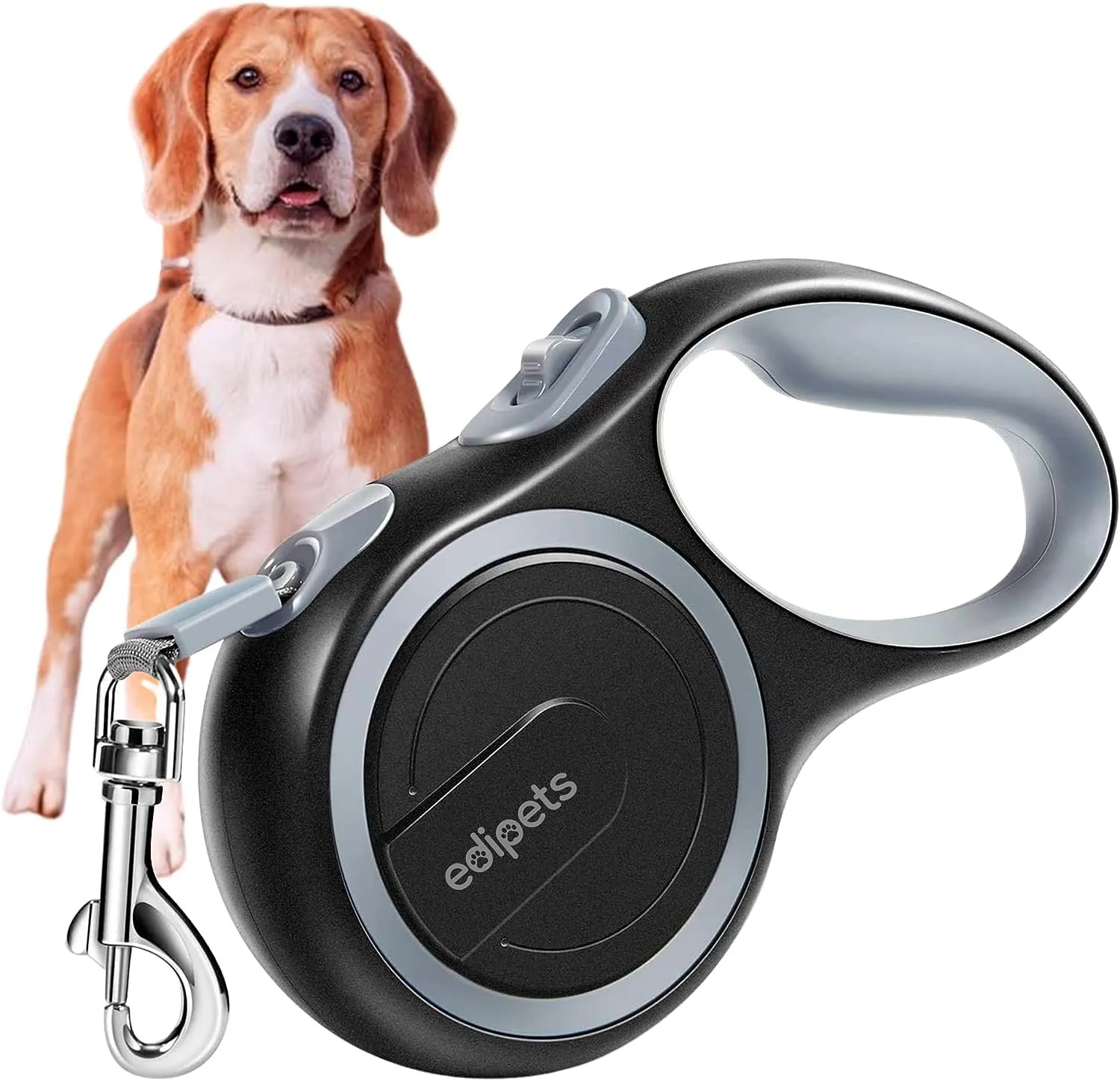 Edipets, Guinzaglio per Cani Allungabile, Retrattile, 5 e 8 Metri, Guinzaglio Flessibile per Addestramento e Passeggiate (Grigio, 8 metri)