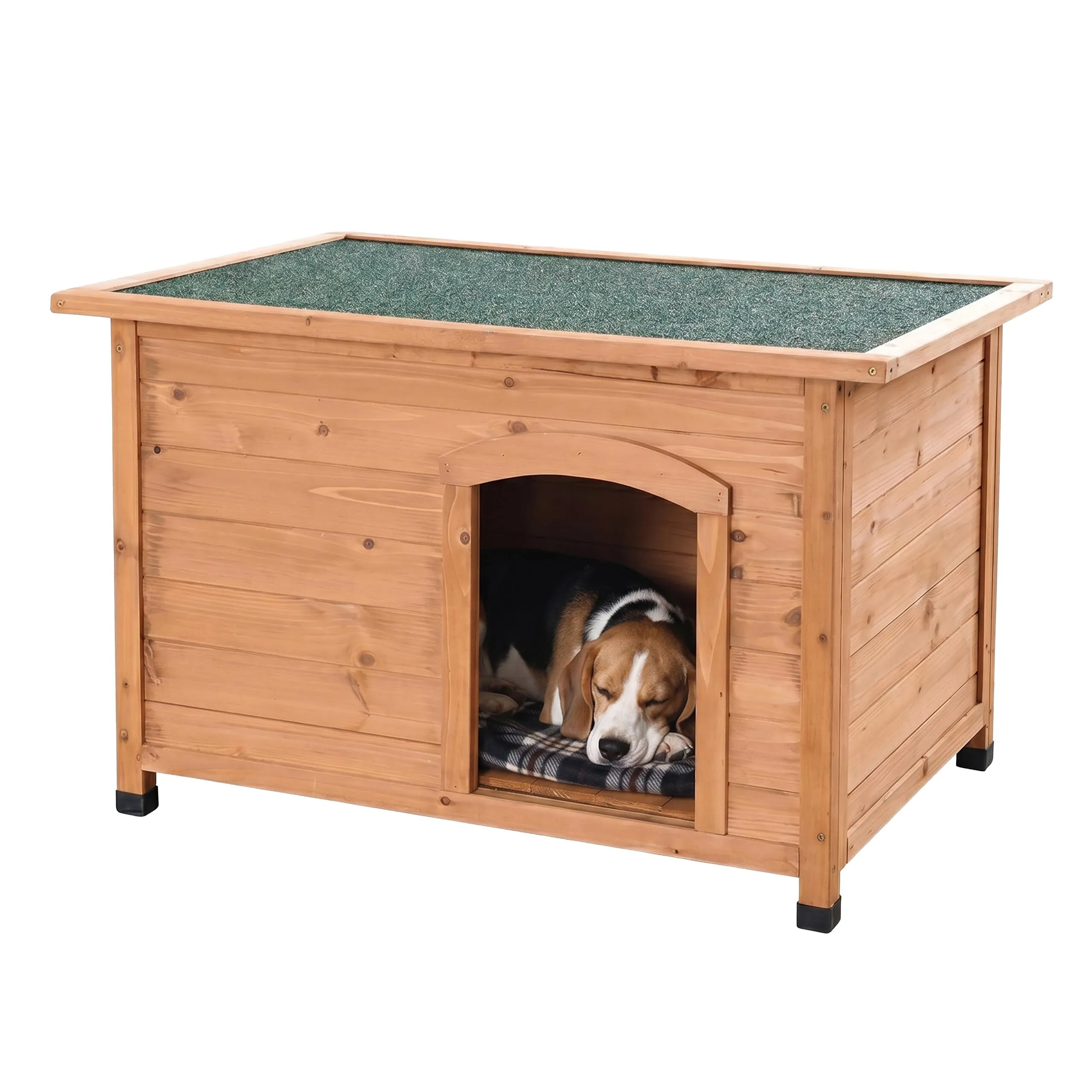 Relaxdays Cuccia per cani, legno, HxLxP: 58,5 x 85 x 53 cm, arancione/verde