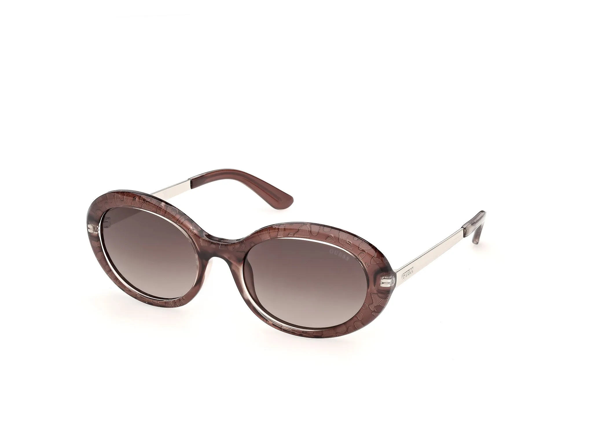 Guess GU00355 69F Occhiali da sole Iniettato Bordeaux Marrone Rotonda Normale