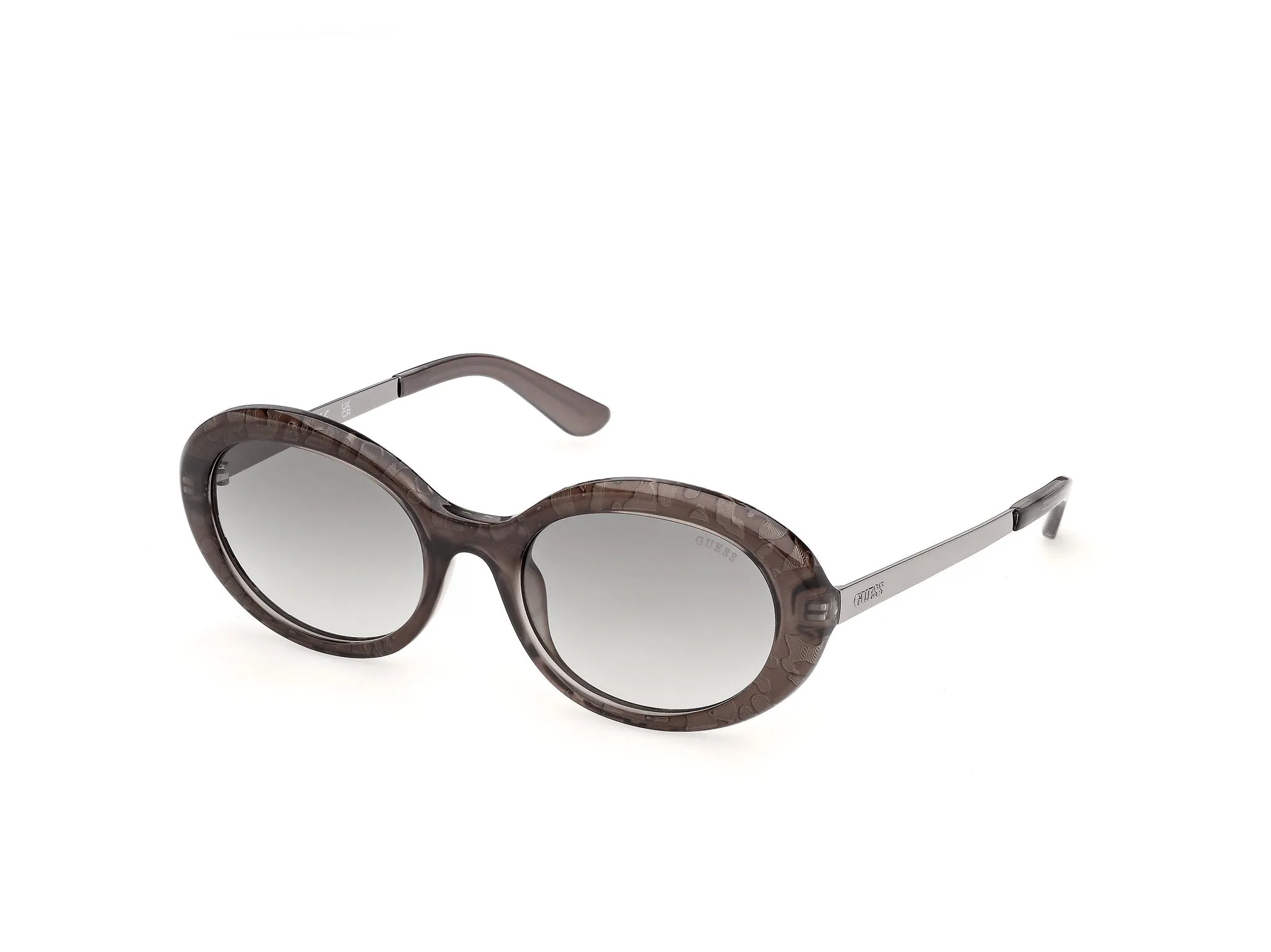 Guess GU00355 57P Occhiali da sole Iniettato Beige Verde Rotonda Normale