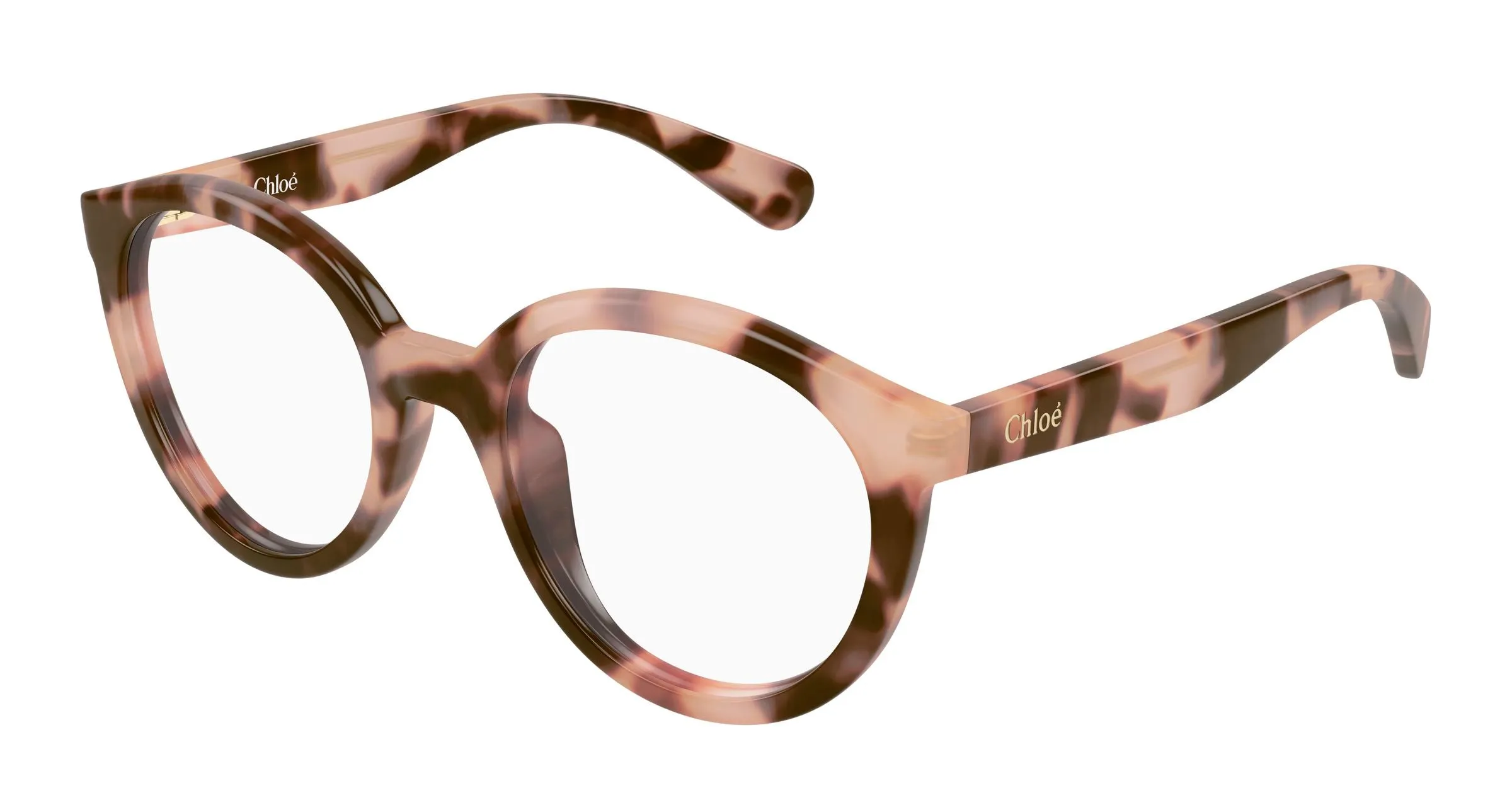Chloé CC0022O 006 Montature da vista Acetato Havana Trasparente Rotonda