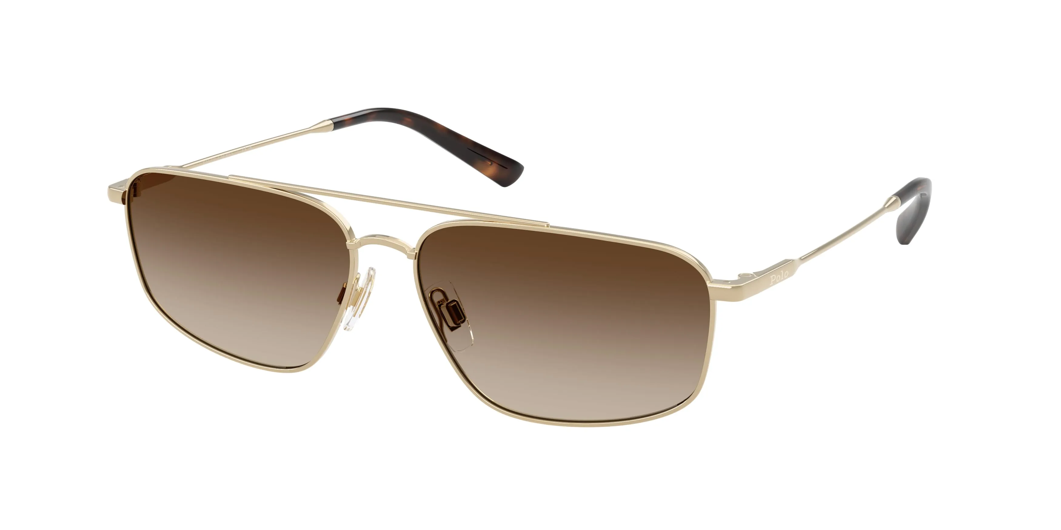 Polo Ralph Lauren PH3164 939313 Occhiali da sole Metallo Oro Marrone Squadrata Normale Sfumato