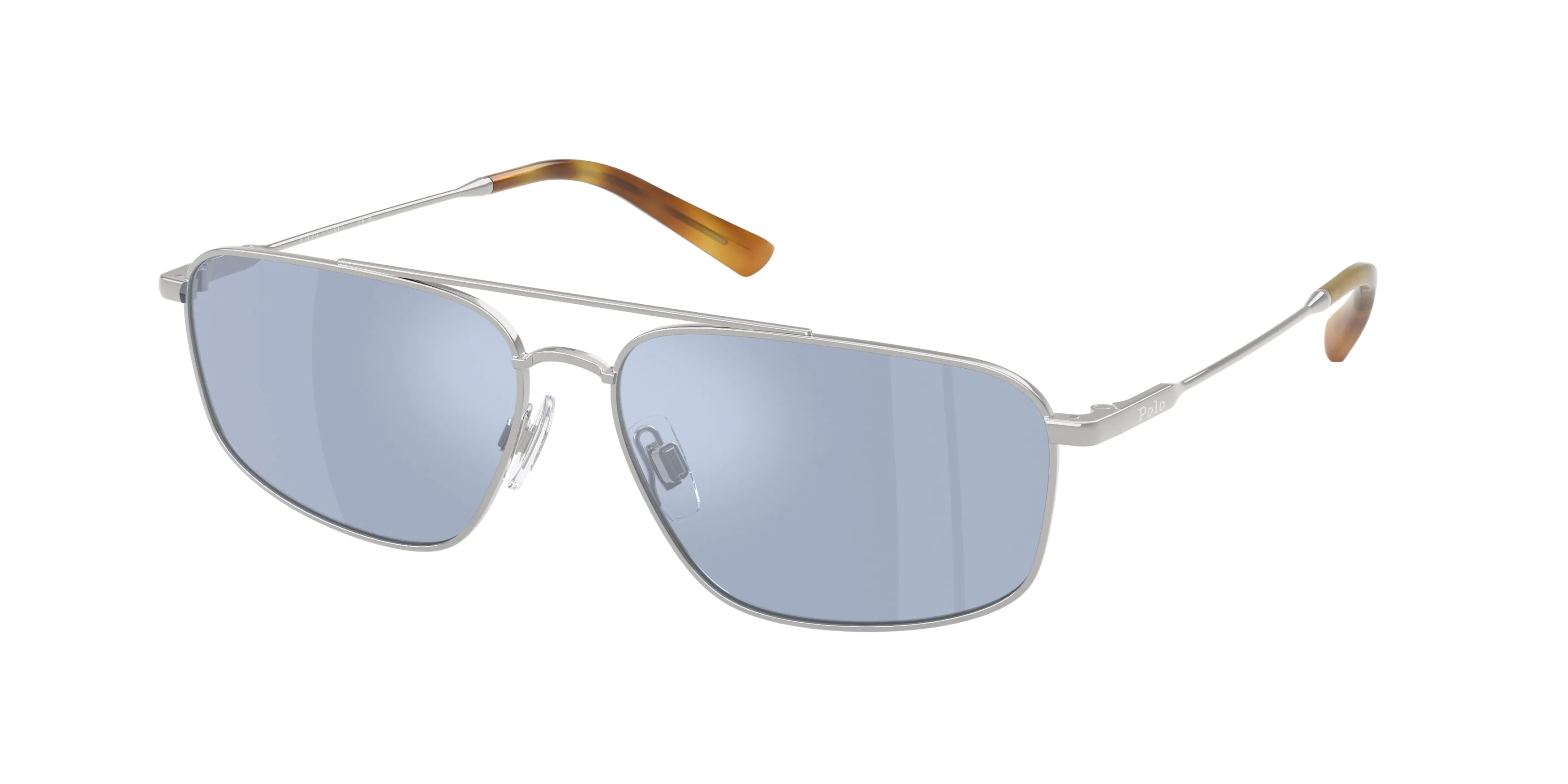 Polo Ralph Lauren PH3164 90011U Occhiali da sole Metallo Argento Azzurro Squadrata Specchiate