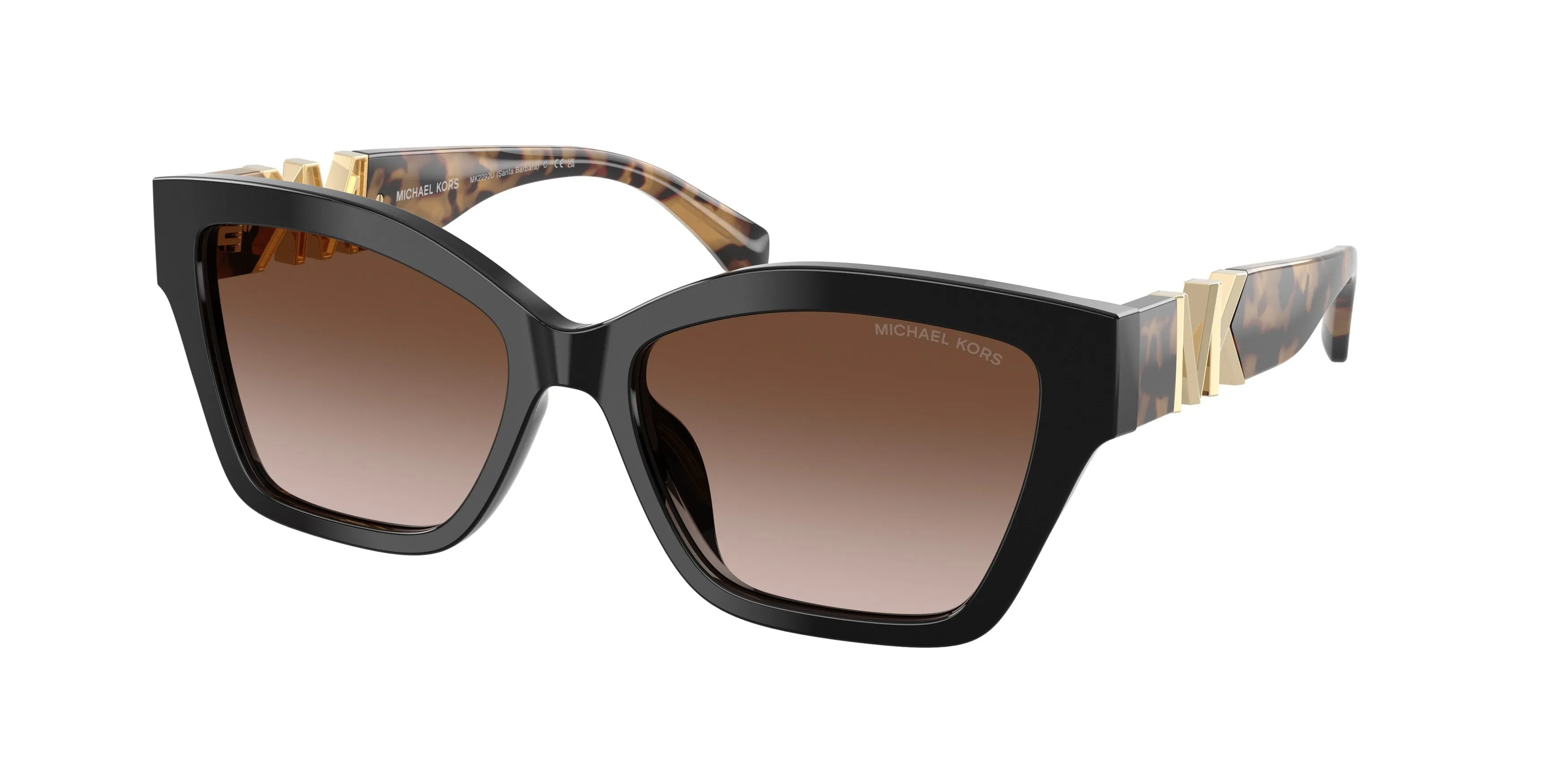 Michael Kors MK2292U SANTA BARBARA 300513 Occhiali da sole Acetato Nero Marrone Squadrata Normale Sfumato