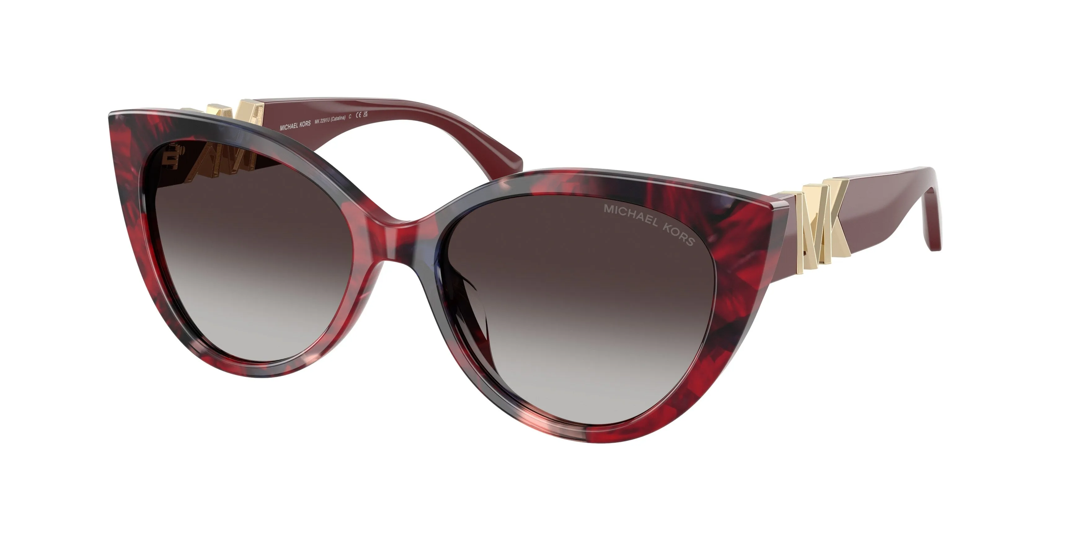 Michael Kors MK2291U CATALINA 33448G Occhiali da sole Acetato Rosso Grigio Cat Eye Normale Sfumato
