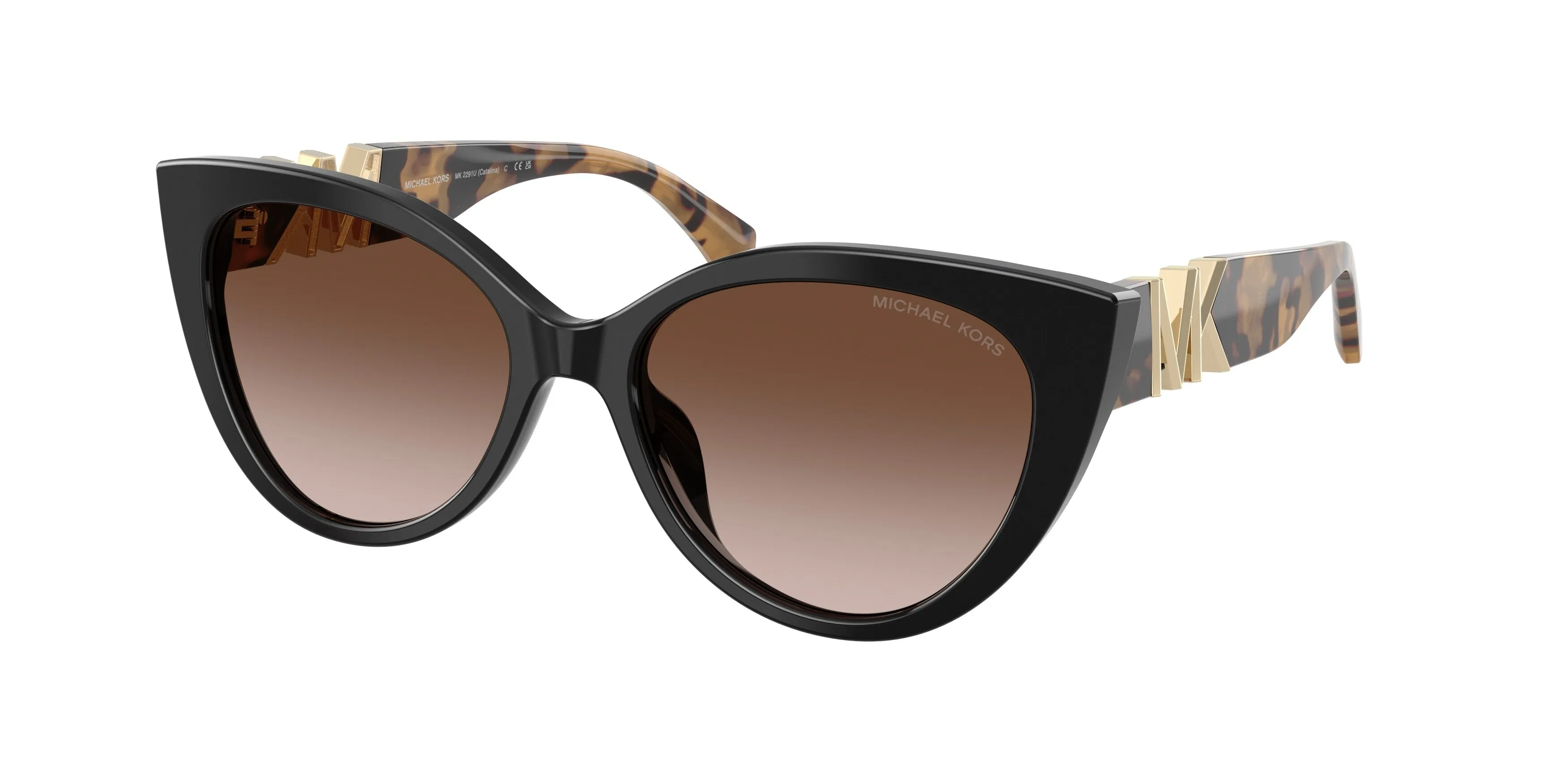 Michael Kors MK2291U CATALINA 300513 Occhiali da sole Acetato Nero Marrone Cat Eye Normale Sfumato
