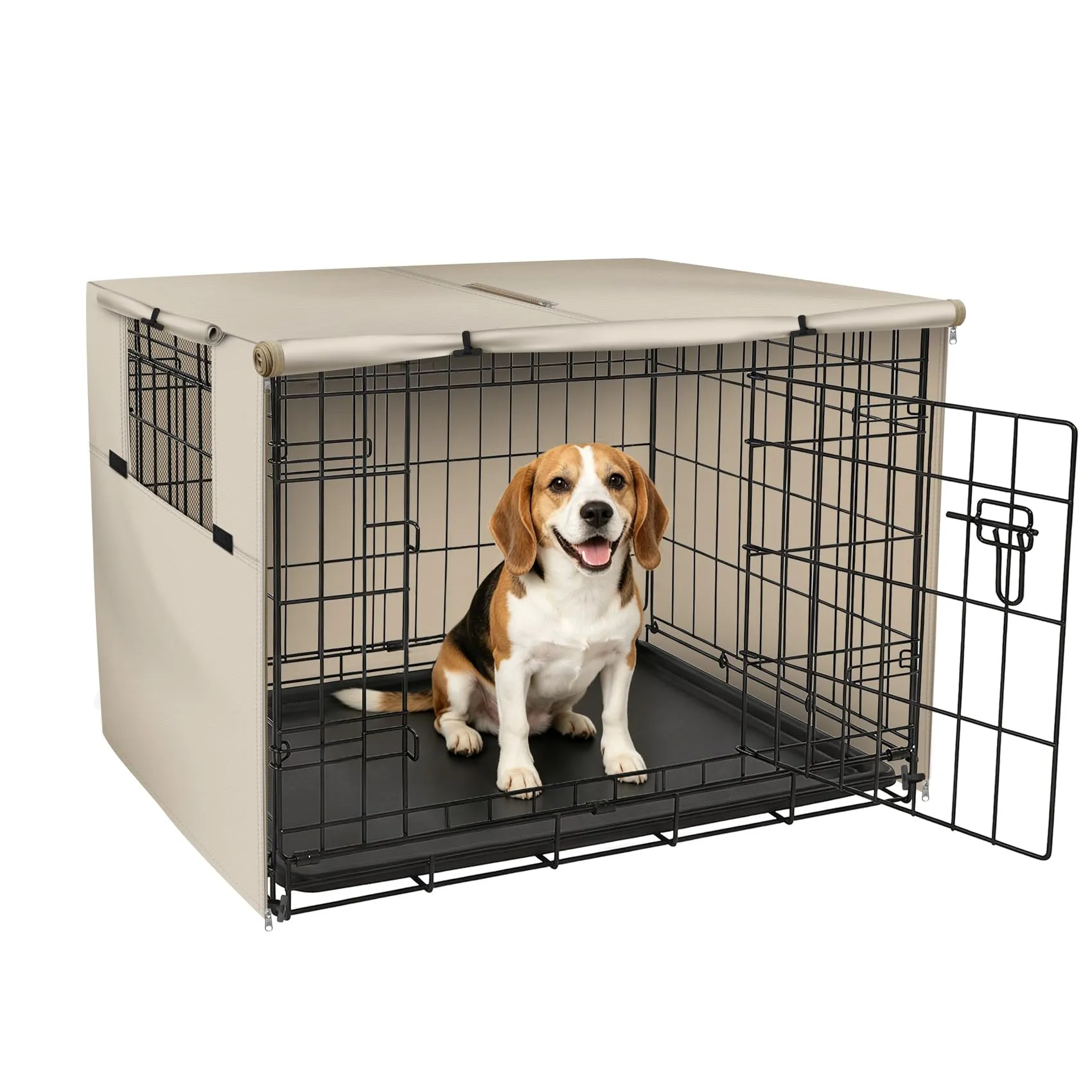 Explore Land Copertura universale per gabbie per cani da 91,4 cm, in poliestere resistente, adatta per gabbie per cani (marrone chiaro)