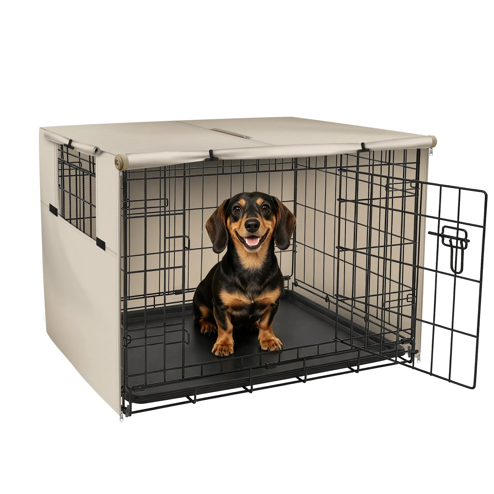 Explore Land, Copertura per gabbia per cani da 61cm, in poliestere resistente, universale, adatta per gabbie per cani in filo metallico, marrone chiaro