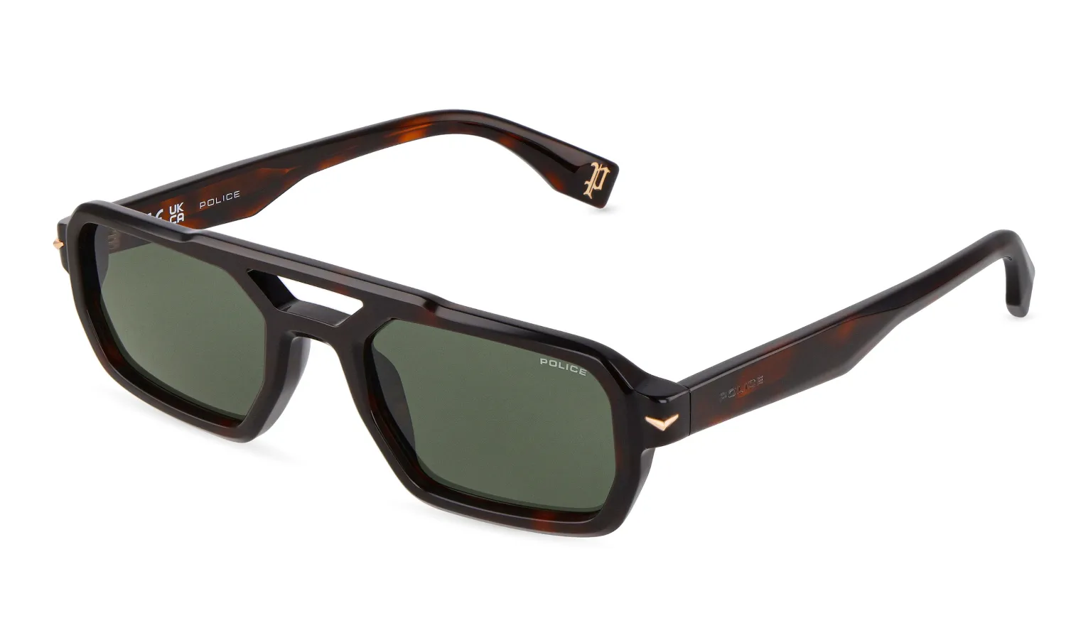Police SPLU71 SUPERNOVA 9 01AY Occhiali da sole Acetato Havana Verde Geometrica Normale