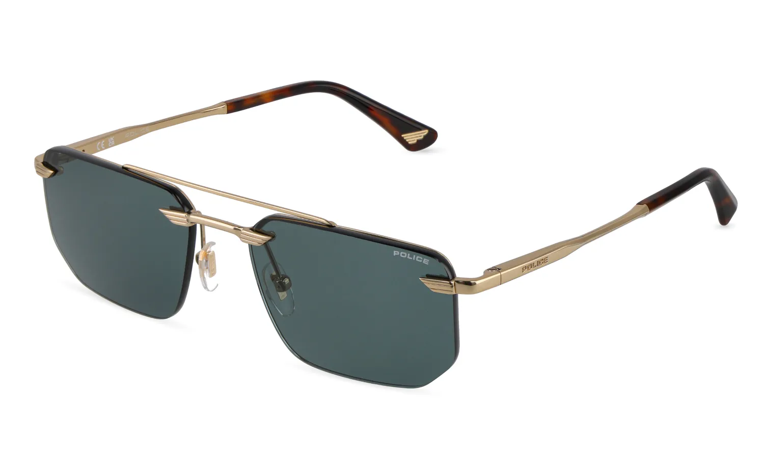 Police SPLU76 OVERFLY 2 300 Occhiali da sole Metallo Oro Verde Geometrica Normale