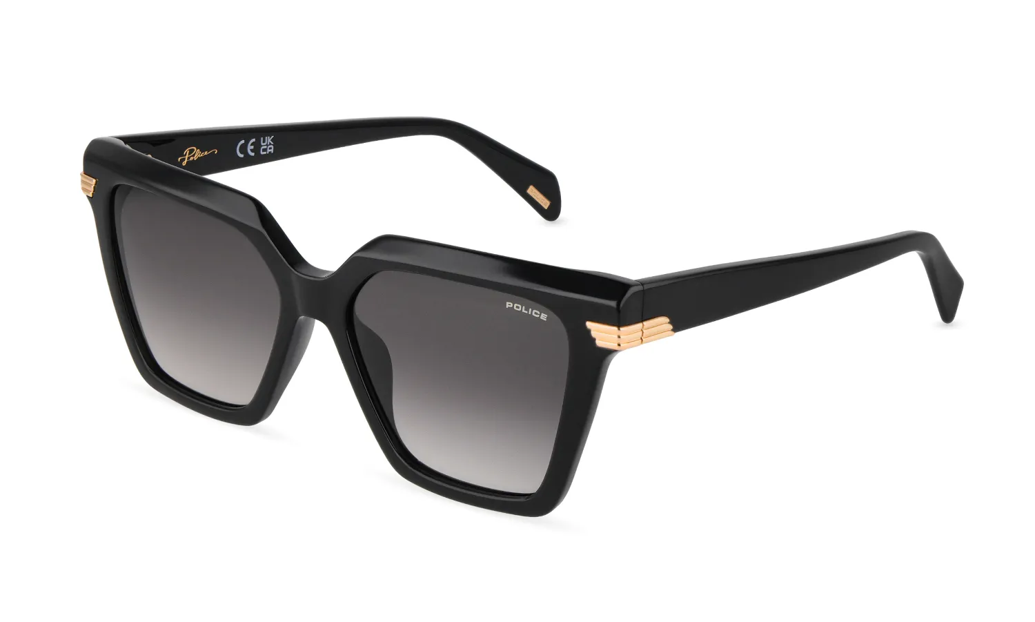 Police SPLU04 AURA 1 700 Occhiali da sole Acetato Nero Fumo Squadrata Normale Sfumato
