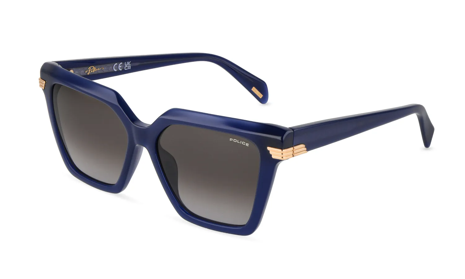 Police SPLU04 AURA 1 05GP Occhiali da sole Acetato Blu Fumo Squadrata Normale Sfumato