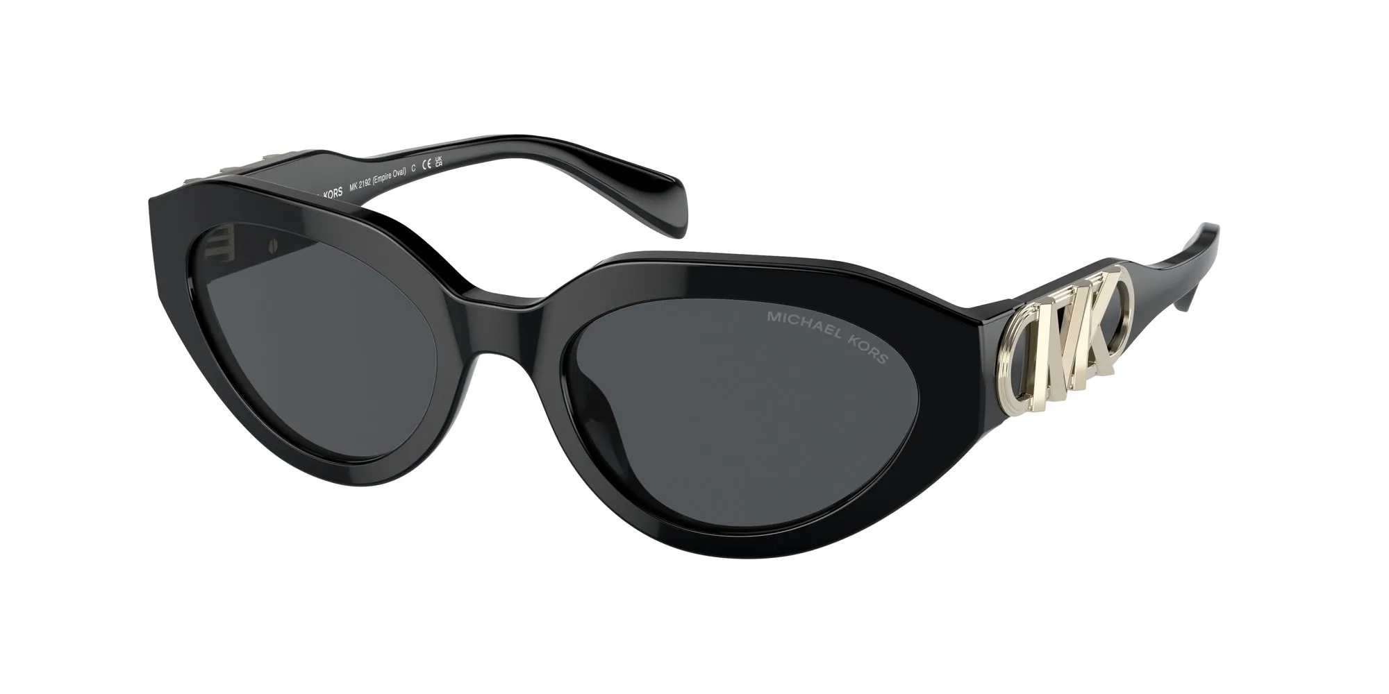 Michael Kors MK2192 EMPIRE OVAL 300587 Occhiali da sole Acetato Nero Grigio Rotonda Normale